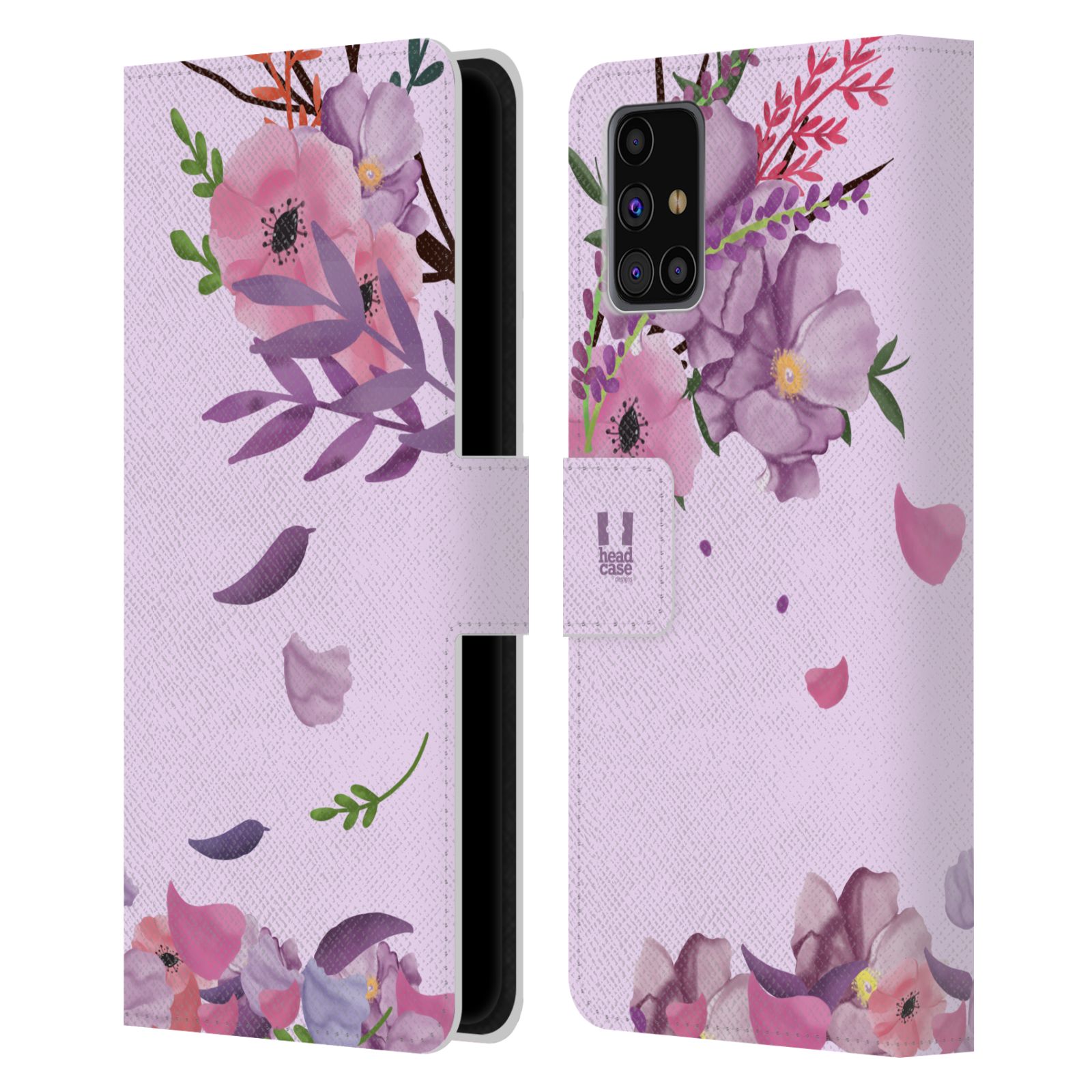 Pouzdro na mobil Samsung Galaxy M31s - HEAD CASE - Rozkvetlé růže a listy růžová