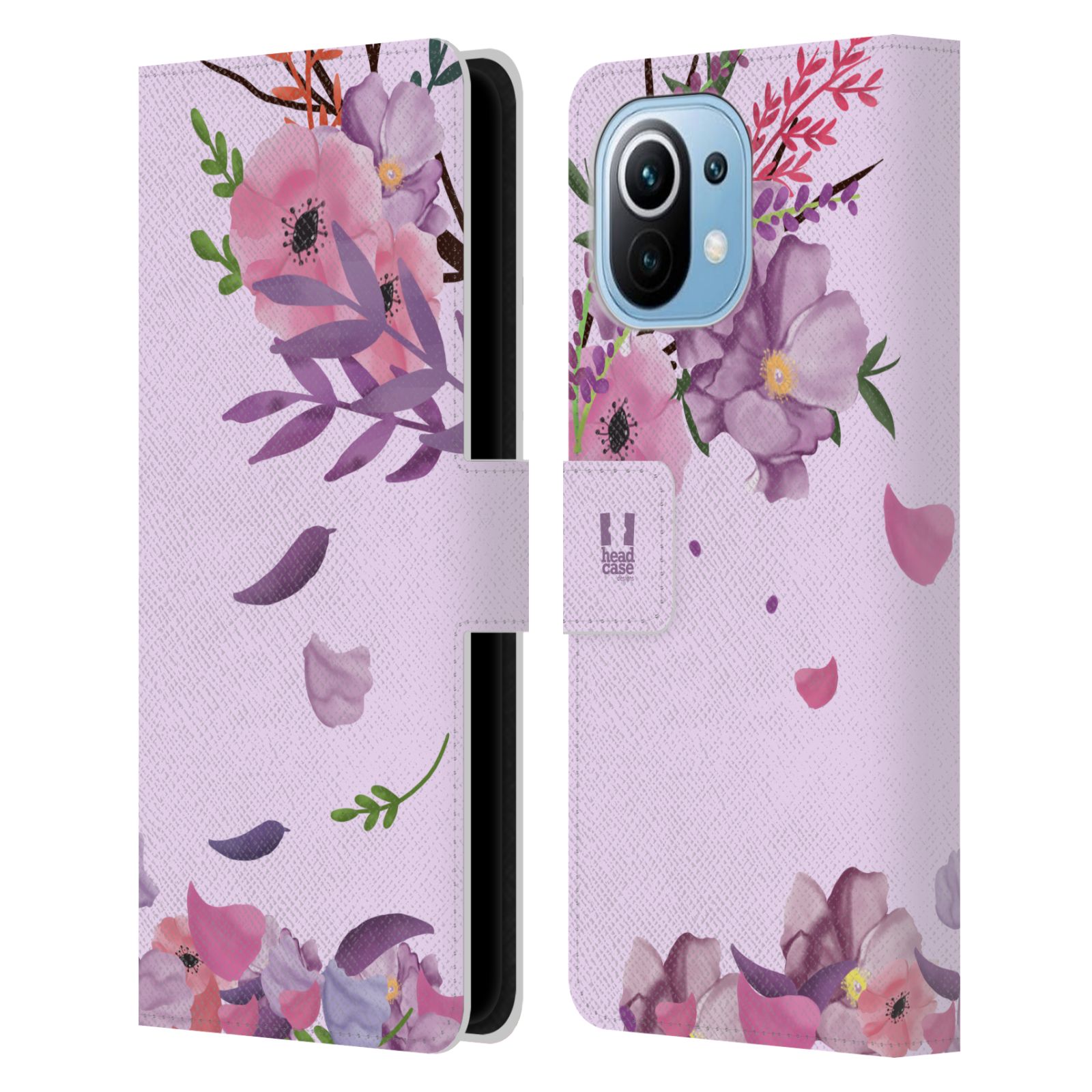 Pouzdro na mobil Xiaomi Mi 11 - HEAD CASE - Rozkvetlé růže a listy růžová