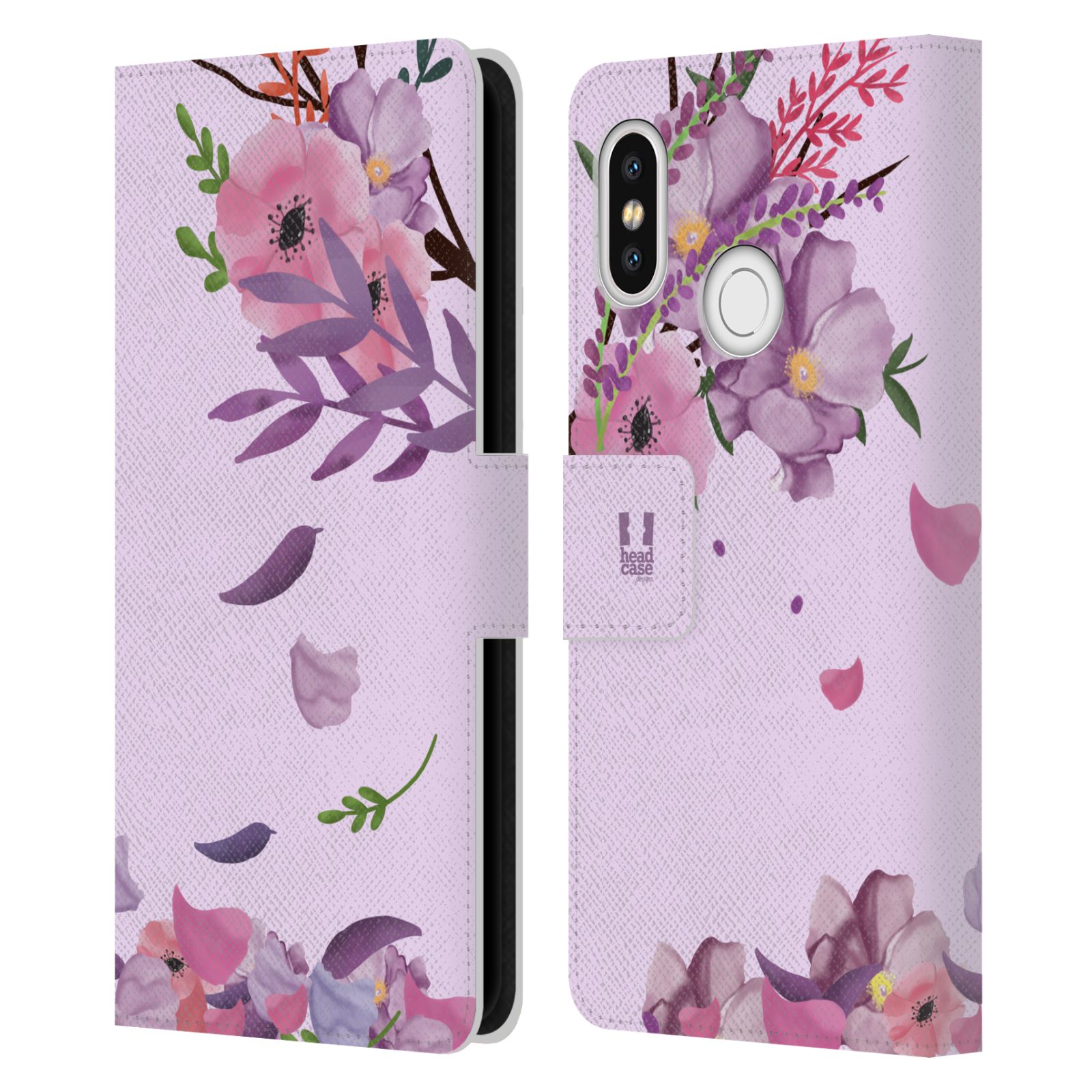 Pouzdro na mobil Xiaomi Mi 8  - HEAD CASE - Rozkvetlé růže a listy růžová