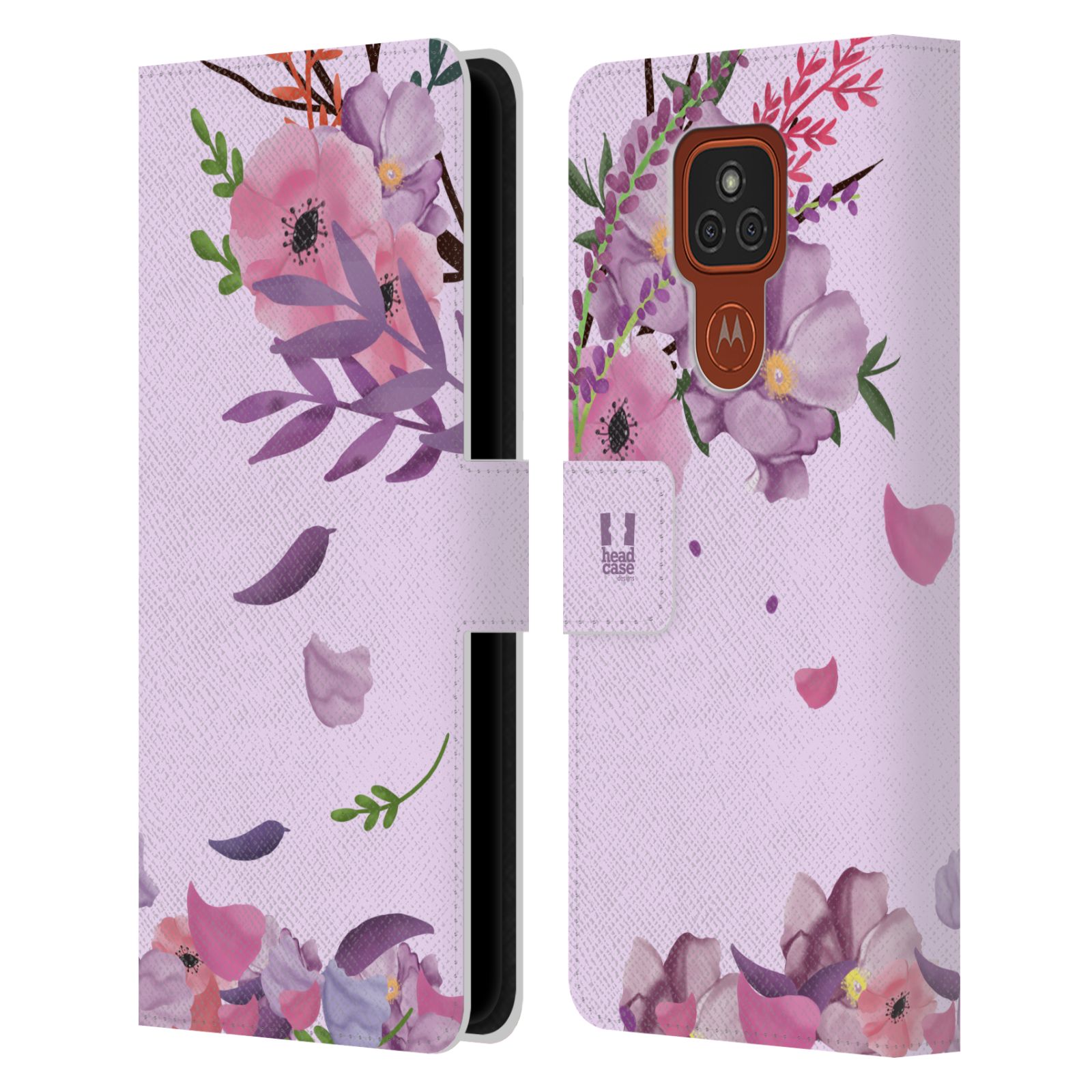 Pouzdro na mobil Motorola Moto E7 Plus - HEAD CASE - Rozkvetlé růže a listy růžová