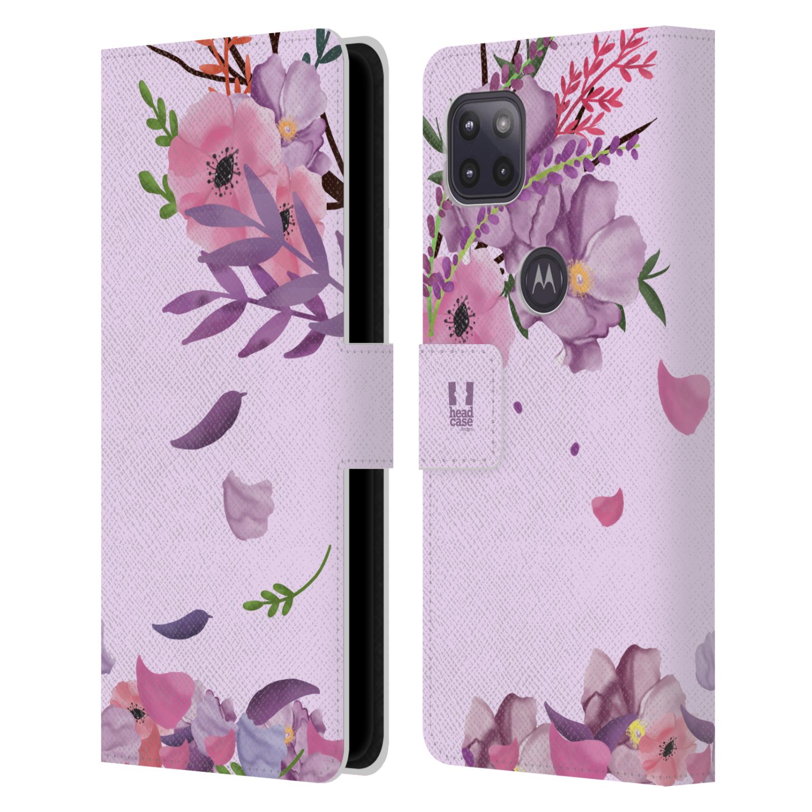 Pouzdro na mobil Motorola Moto G 5G - HEAD CASE - Rozkvetlé růže a listy růžová