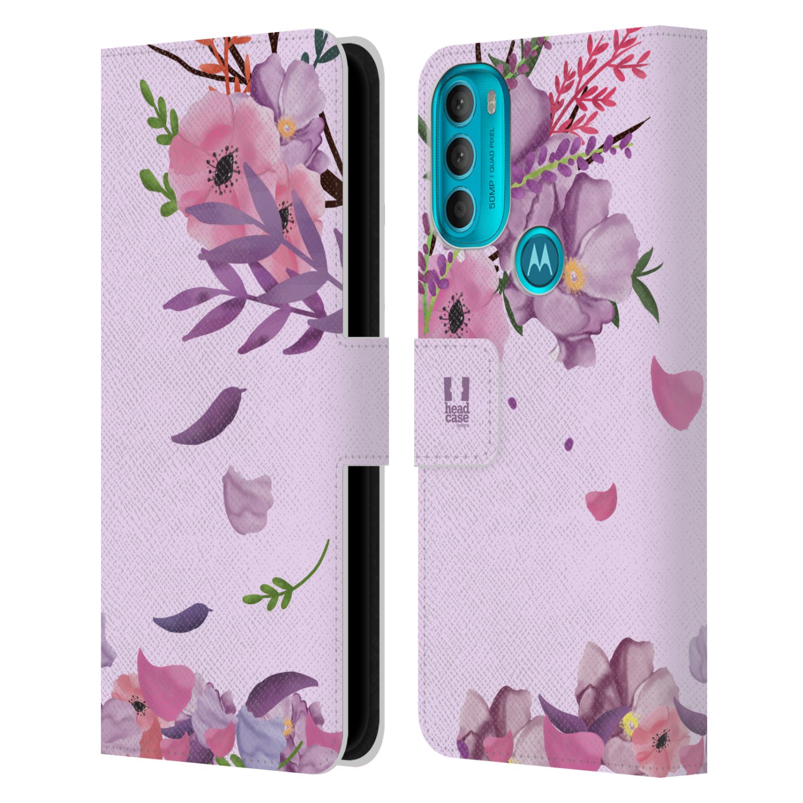 Pouzdro na mobil Motorola Moto G71 5G - HEAD CASE - Rozkvetlé růže a listy růžová