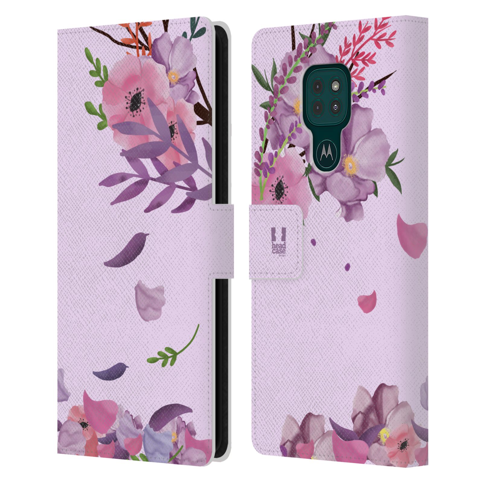 Pouzdro na mobil Motorola Moto G9 PLAY - HEAD CASE - Rozkvetlé růže a listy růžová
