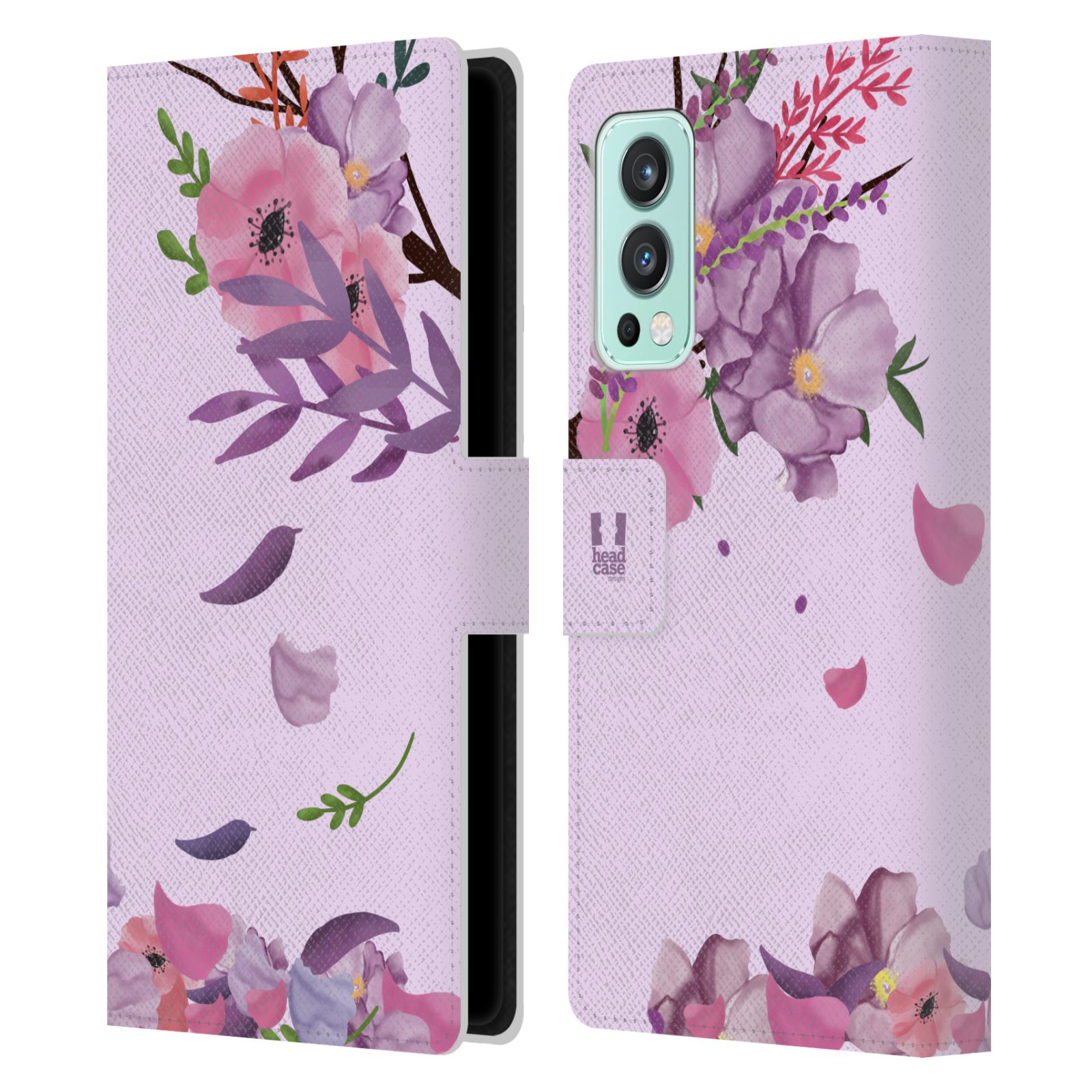 Pouzdro na mobil OnePlus Nord 2 5G - HEAD CASE - Rozkvetlé růže a listy růžová
