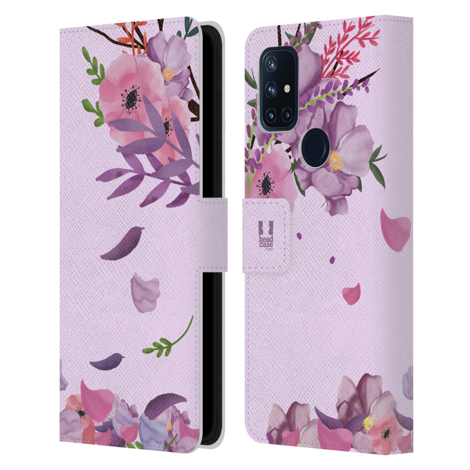 Pouzdro na mobil OnePlus Nord N10 5G - HEAD CASE - Rozkvetlé růže a listy růžová