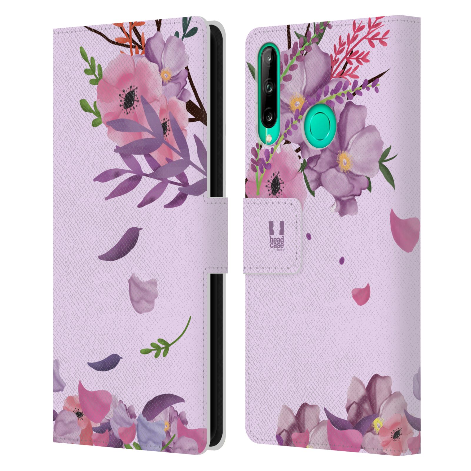 Pouzdro na mobil Huawei P40 LITE E - HEAD CASE - Rozkvetlé růže a listy růžová
