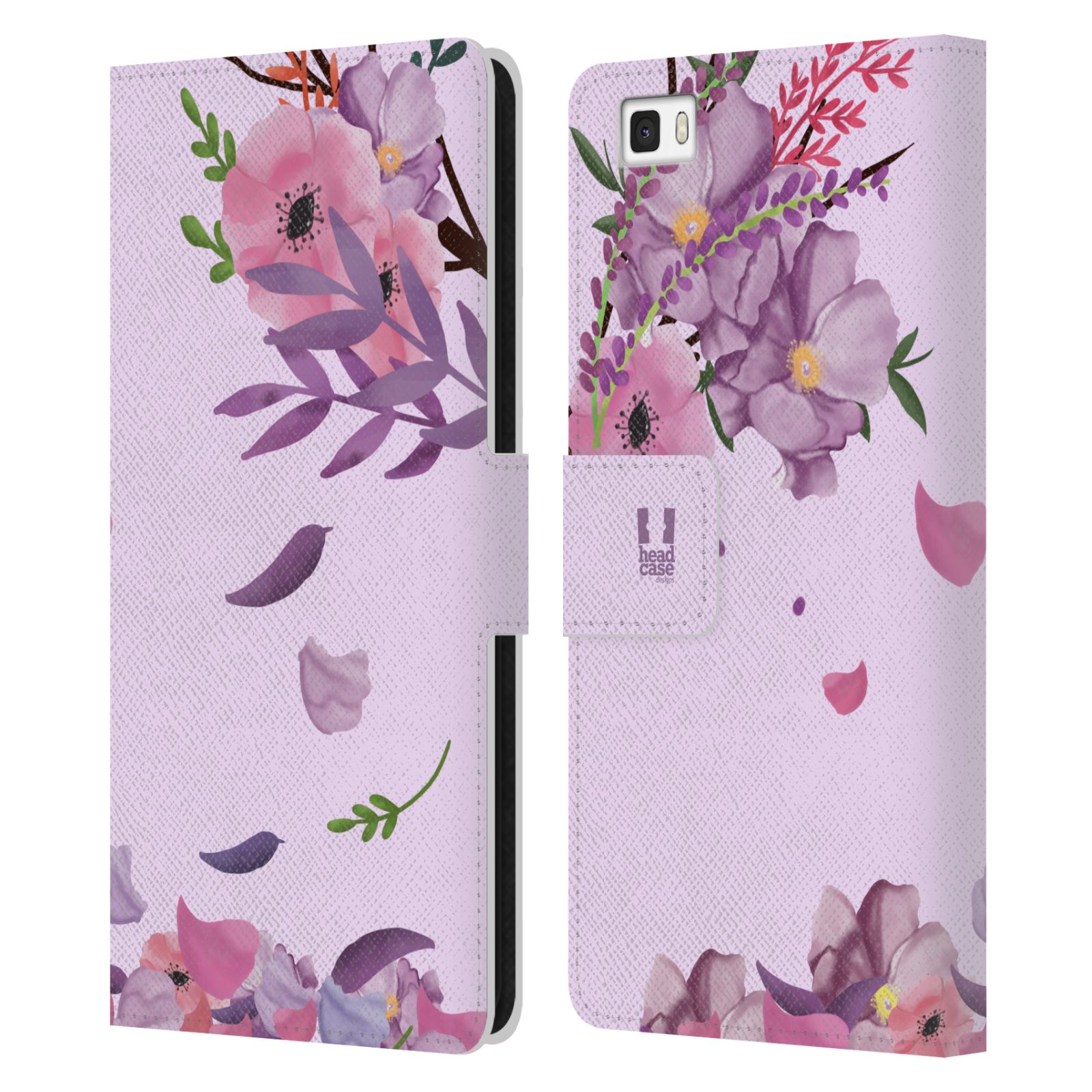 Pouzdro na mobil Huawei P8 LITE - HEAD CASE - Rozkvetlé růže a listy růžová