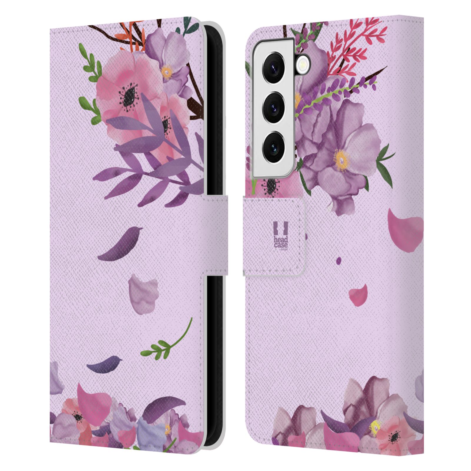 Pouzdro na mobil Samsung Galaxy S22 5G - HEAD CASE - Rozkvetlé růže a listy růžová