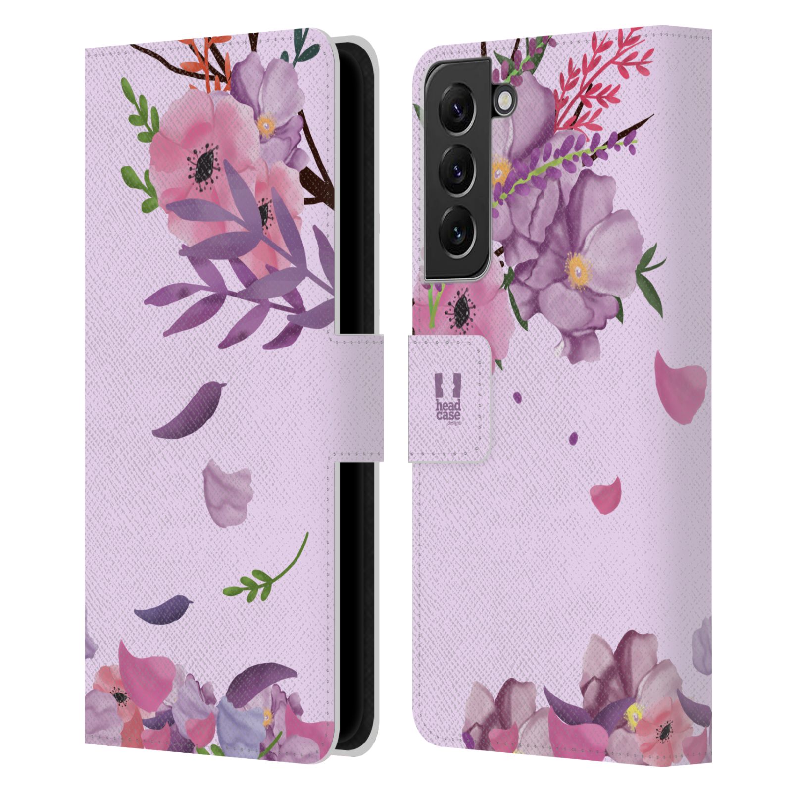 Pouzdro na mobil Samsung Galaxy S22+ 5G - HEAD CASE - Rozkvetlé růže a listy růžová