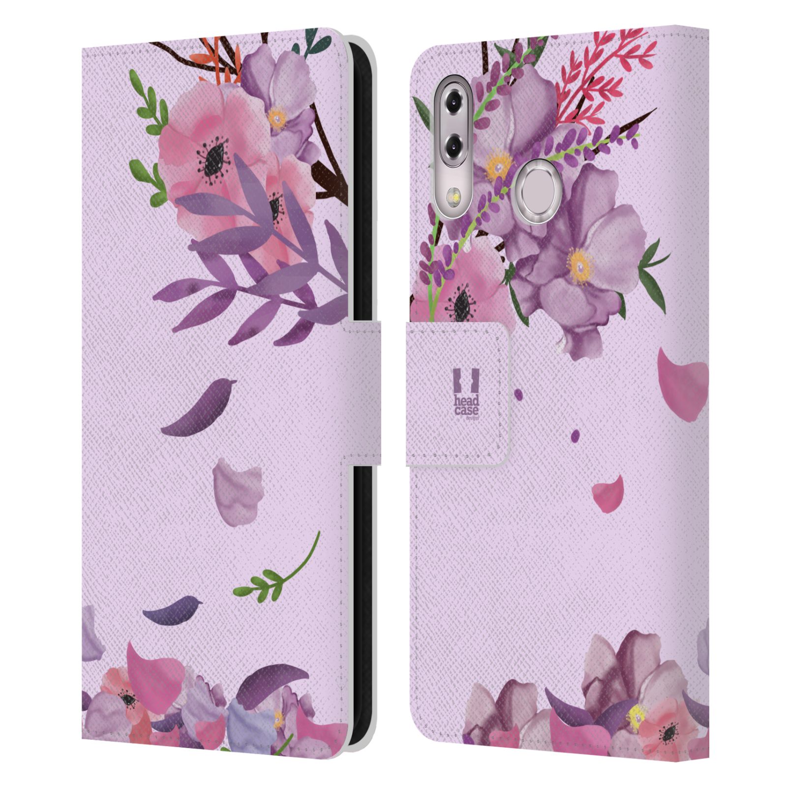 Pouzdro na mobil Asus Zenfone 5z ZS620KL, 5 ZE620KL  - HEAD CASE - Rozkvetlé růže a listy růžová