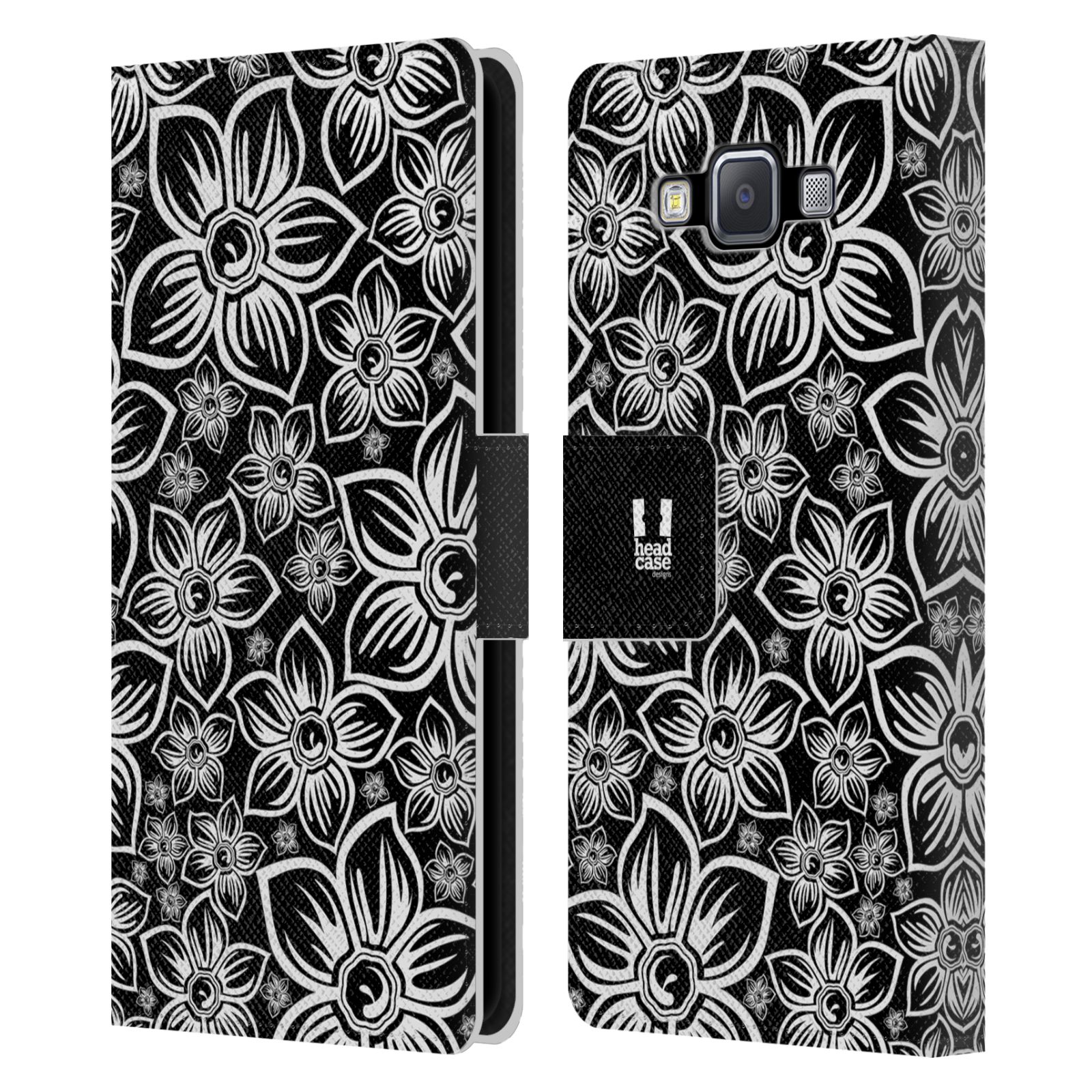 HEAD CASE Flipové pouzdro pro mobil Samsung Galaxy A5 ČERNOBÍLÁ KVĚTINA sedmikráska
