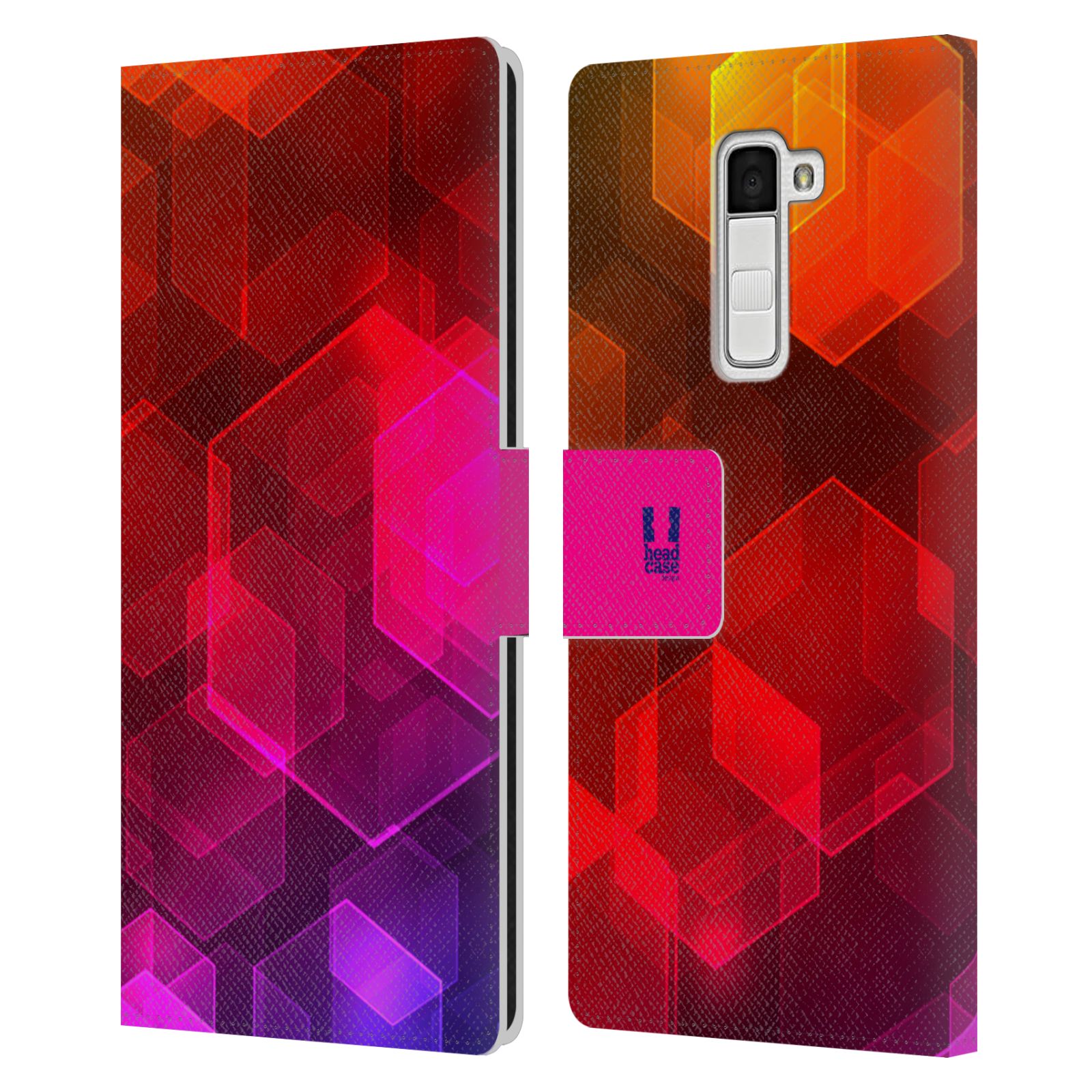 HEAD CASE Flipové pouzdro pro mobil LG K10 BOKEH zářící vzor hexagon růžová