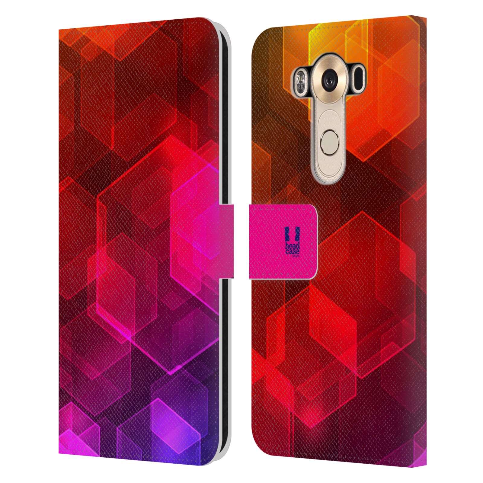 HEAD CASE Flipové pouzdro pro mobil LG V10 BOKEH zářící vzor hexagon růžová