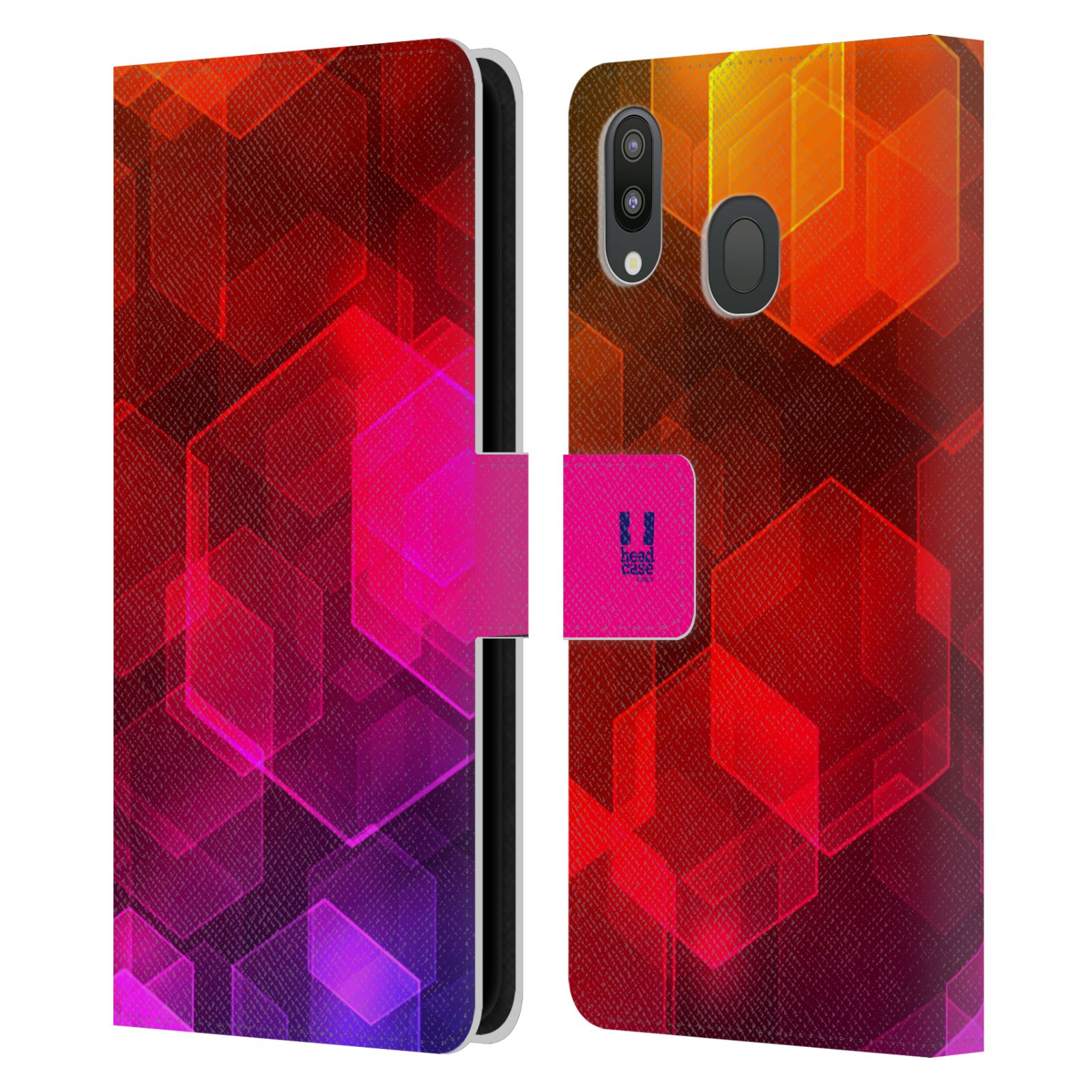 Pouzdro na mobil Samsung Galaxy M20 BOKEH zářící vzor hexagon růžová