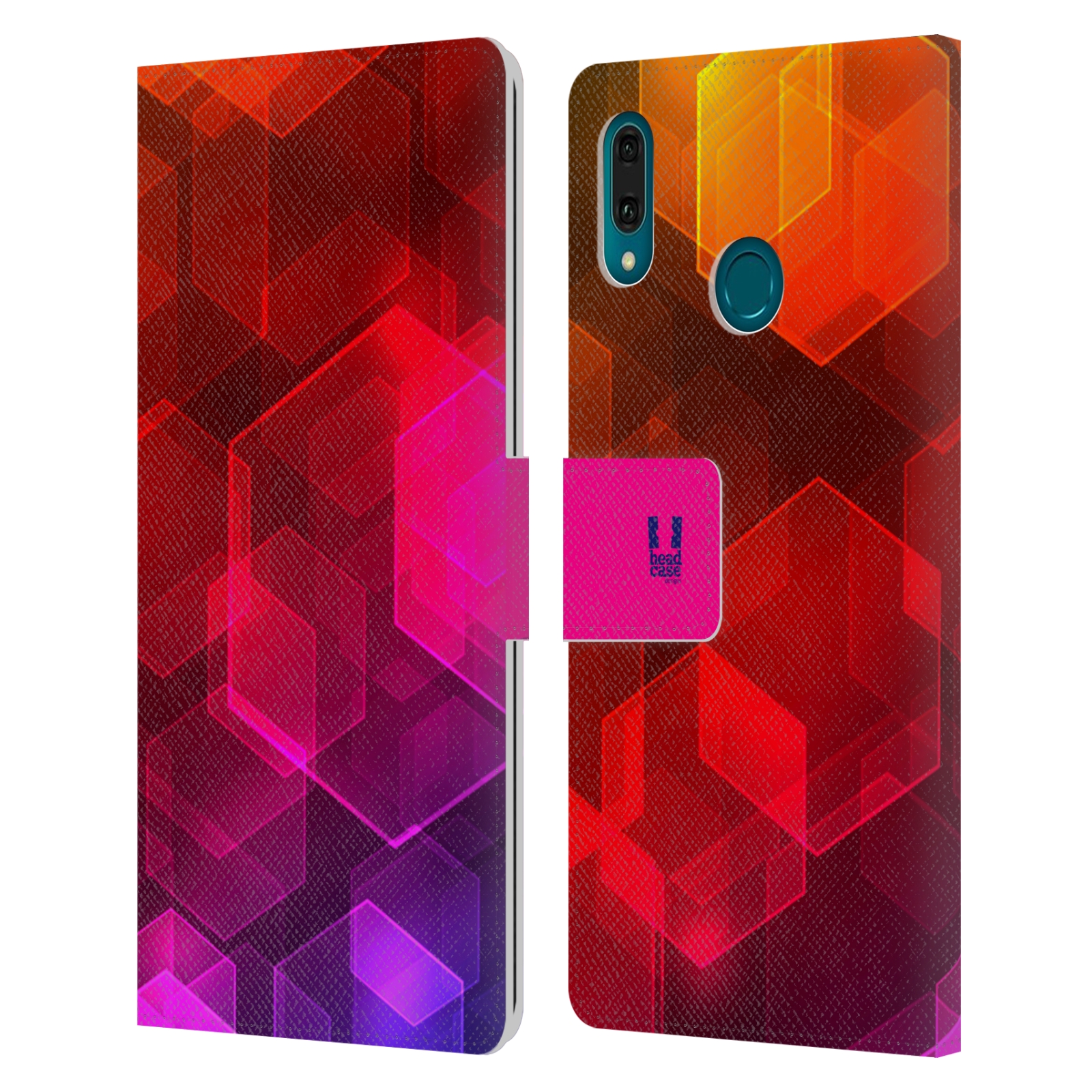 Pouzdro na mobil Huawei Y9 2019 BOKEH zářící vzor hexagon růžová