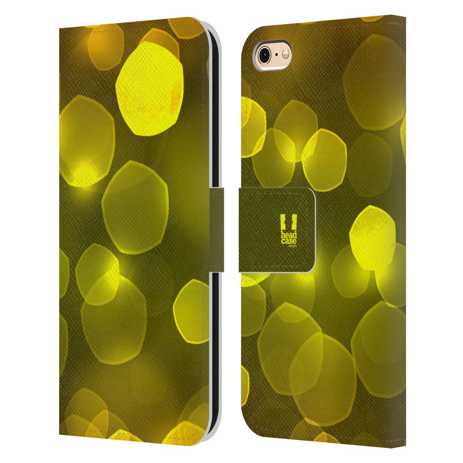 HEAD CASE Flipové pouzdro pro mobil Apple Iphone 6/6s BOKEH zářící vzor pentagon žlutá