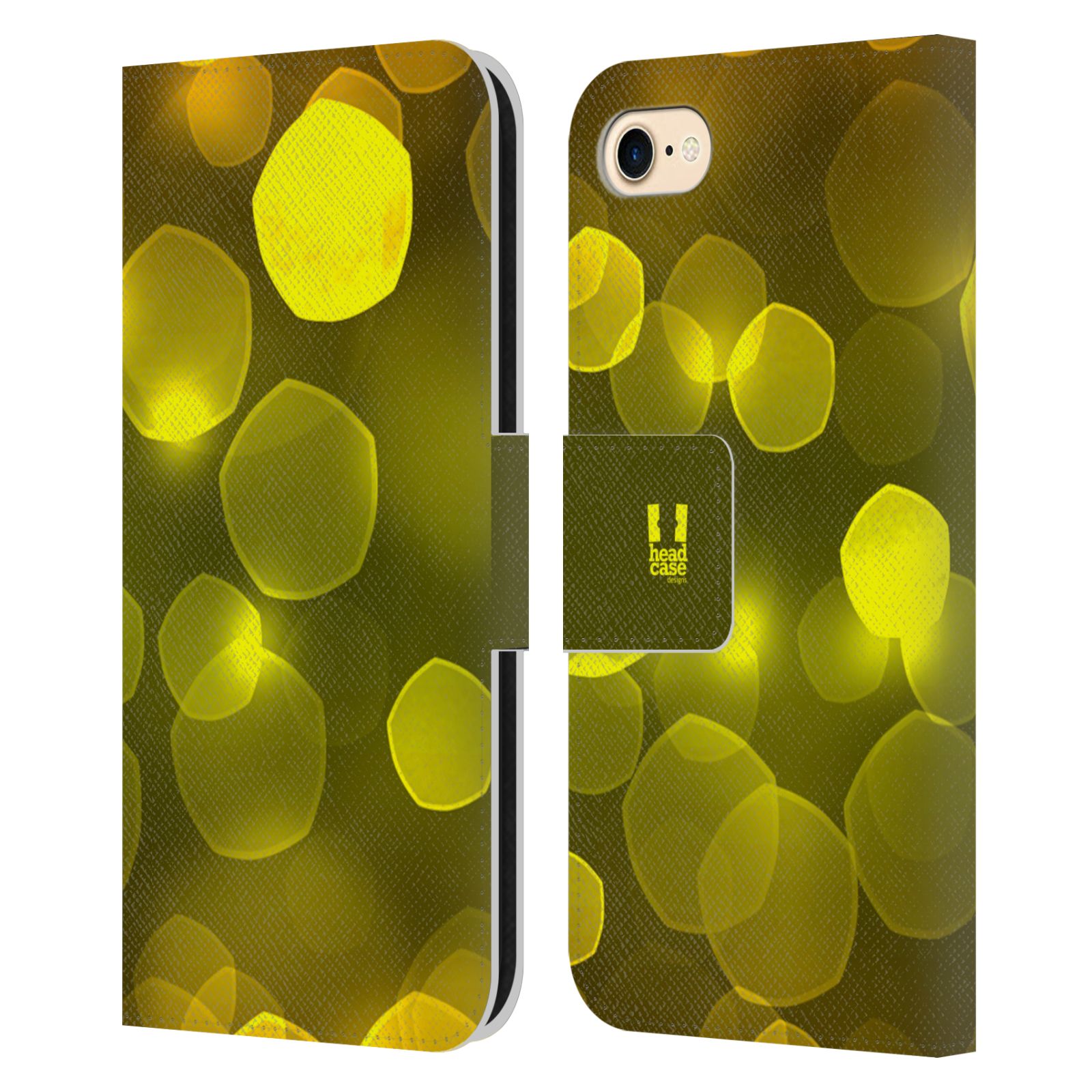 HEAD CASE Flipové pouzdro pro mobil Apple Iphone 7/8/SE 2020 BOKEH zářící vzor pentagon žlutá