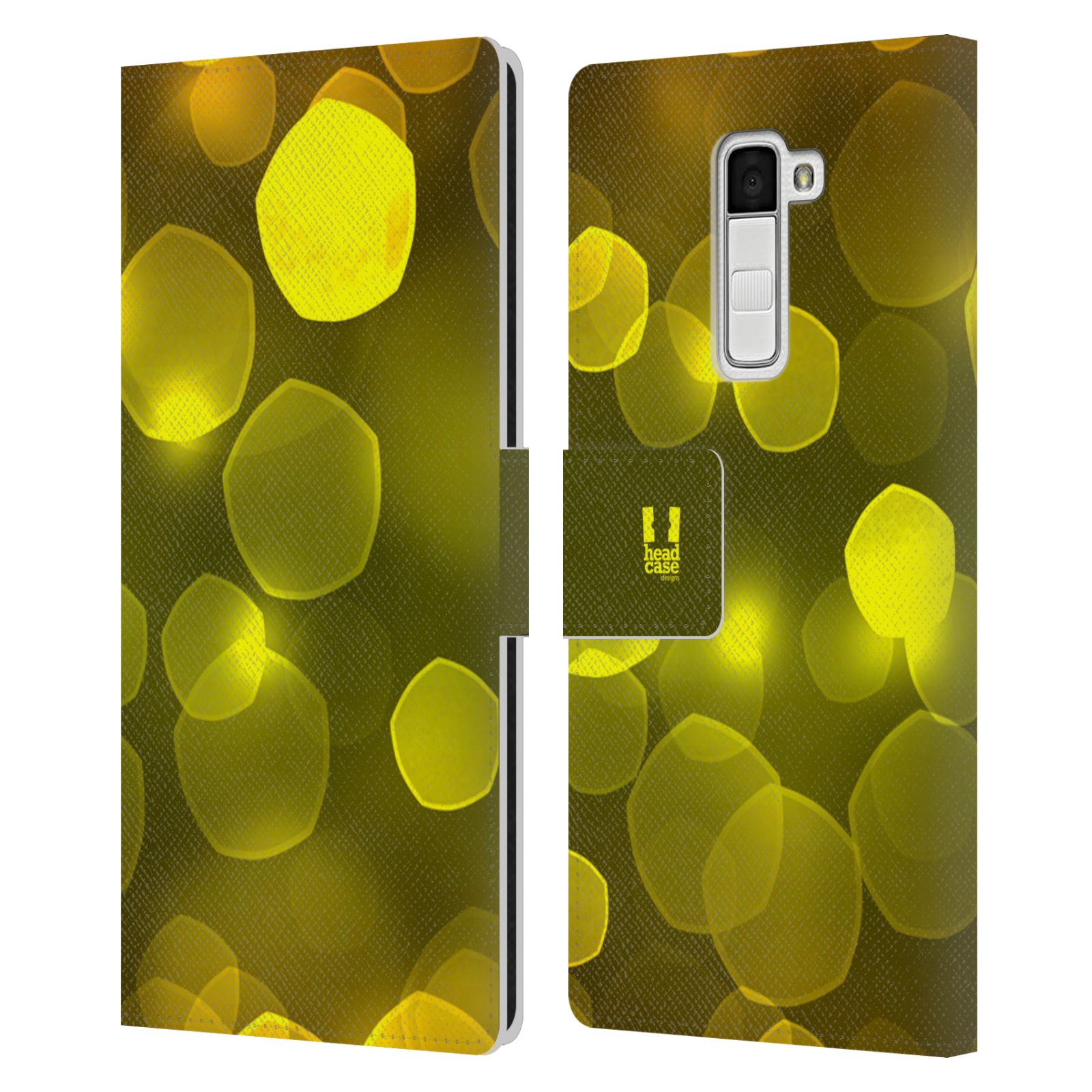 HEAD CASE Flipové pouzdro pro mobil LG K10 BOKEH zářící vzor pentagon žlutá