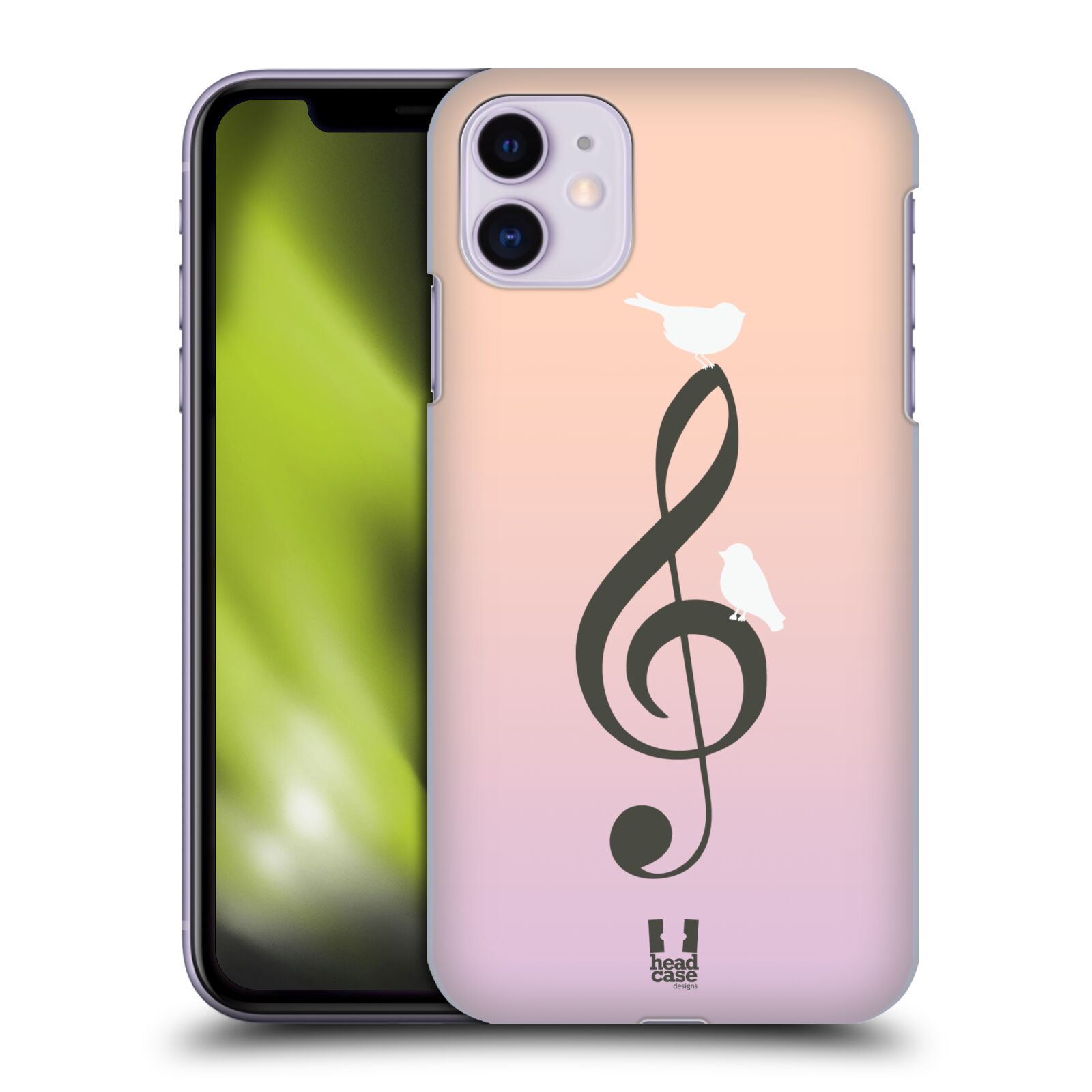 Pouzdro na mobil Apple Iphone 11 - HEAD CASE - vzor Ptáček zpěváček noty nota