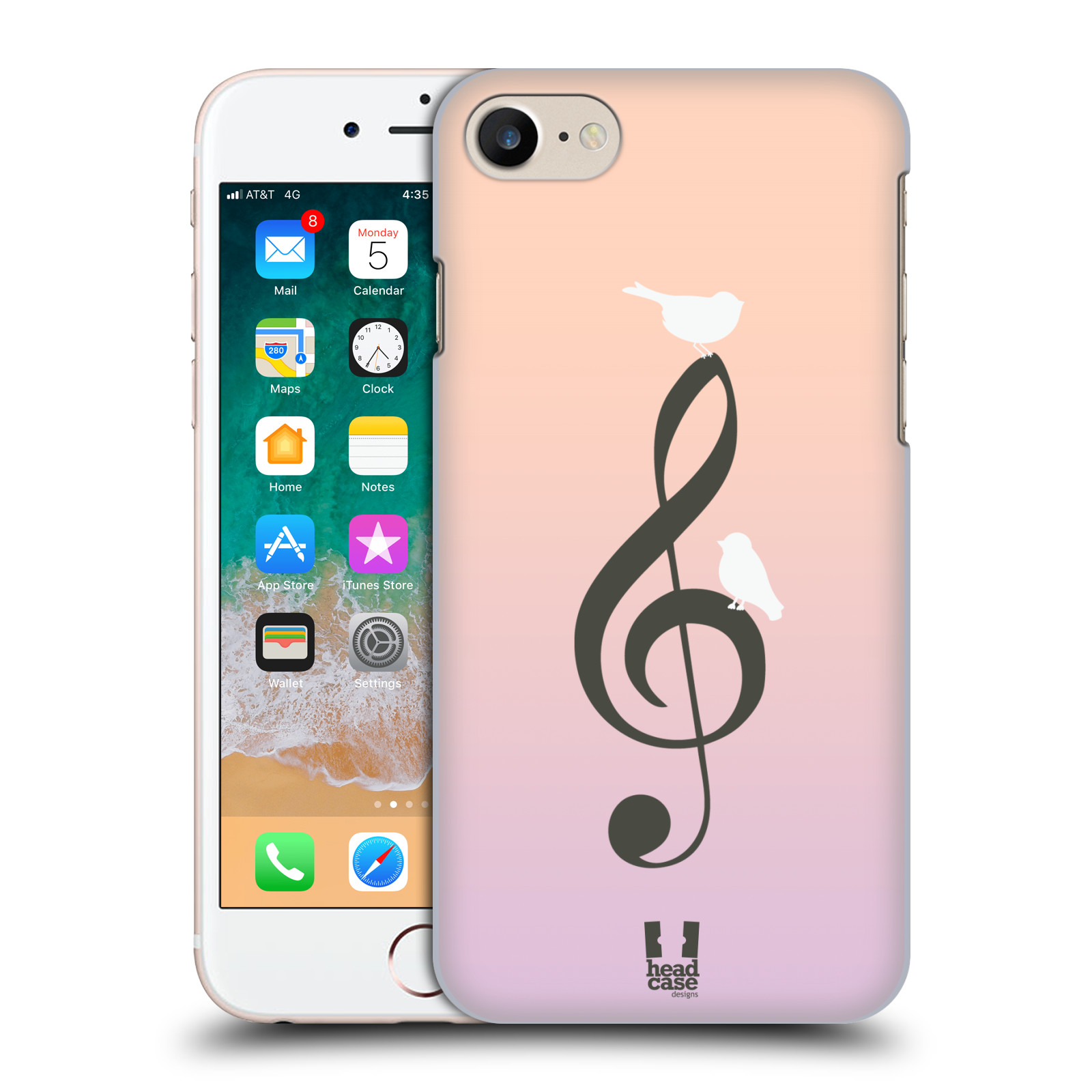 Plastové pouzdro pro mobil Apple Iphone 7/8/SE 2020 vzor Ptáček zpěváček noty nota