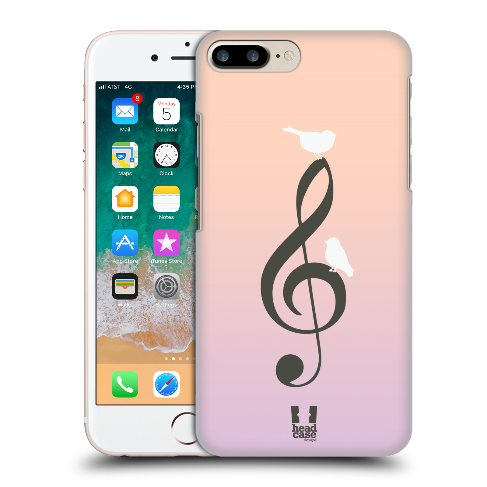 Plastové pouzdro pro mobil Apple Iphone 8 PLUS vzor Ptáček zpěváček noty nota
