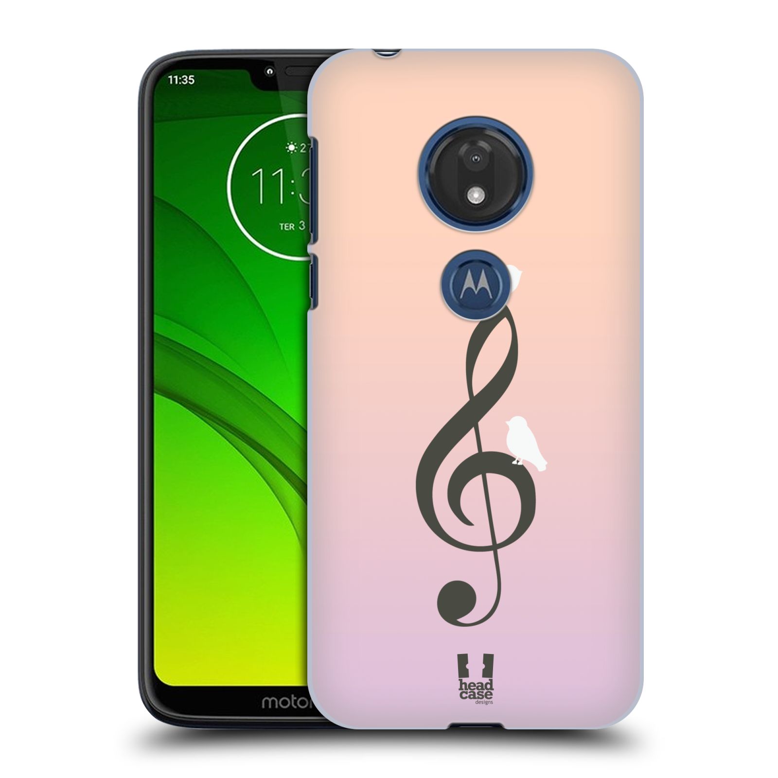 Pouzdro na mobil Motorola Moto G7 Play vzor Ptáček zpěváček noty nota