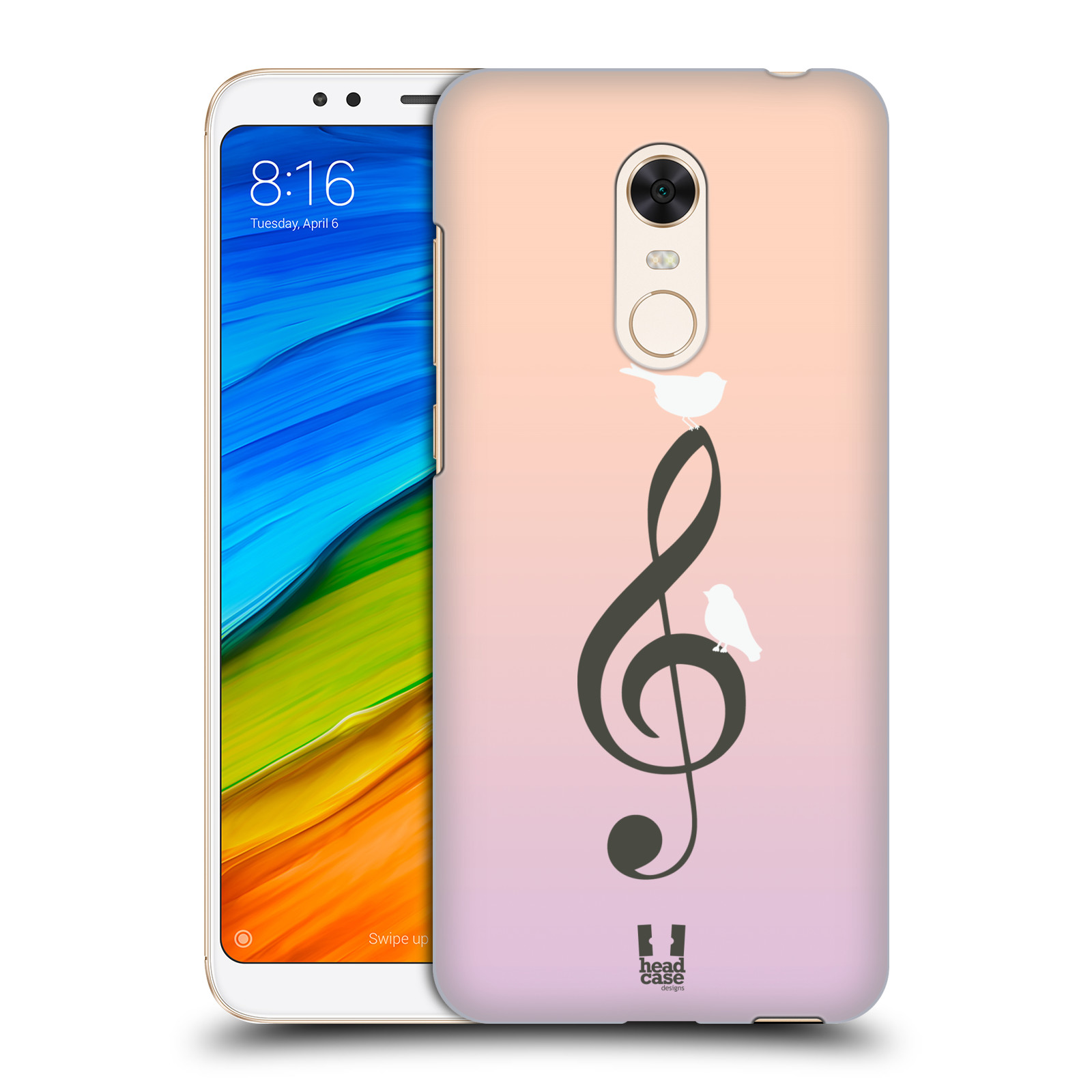 HEAD CASE plastový obal na mobil Xiaomi Redmi 5 PLUS vzor Ptáček zpěváček noty nota