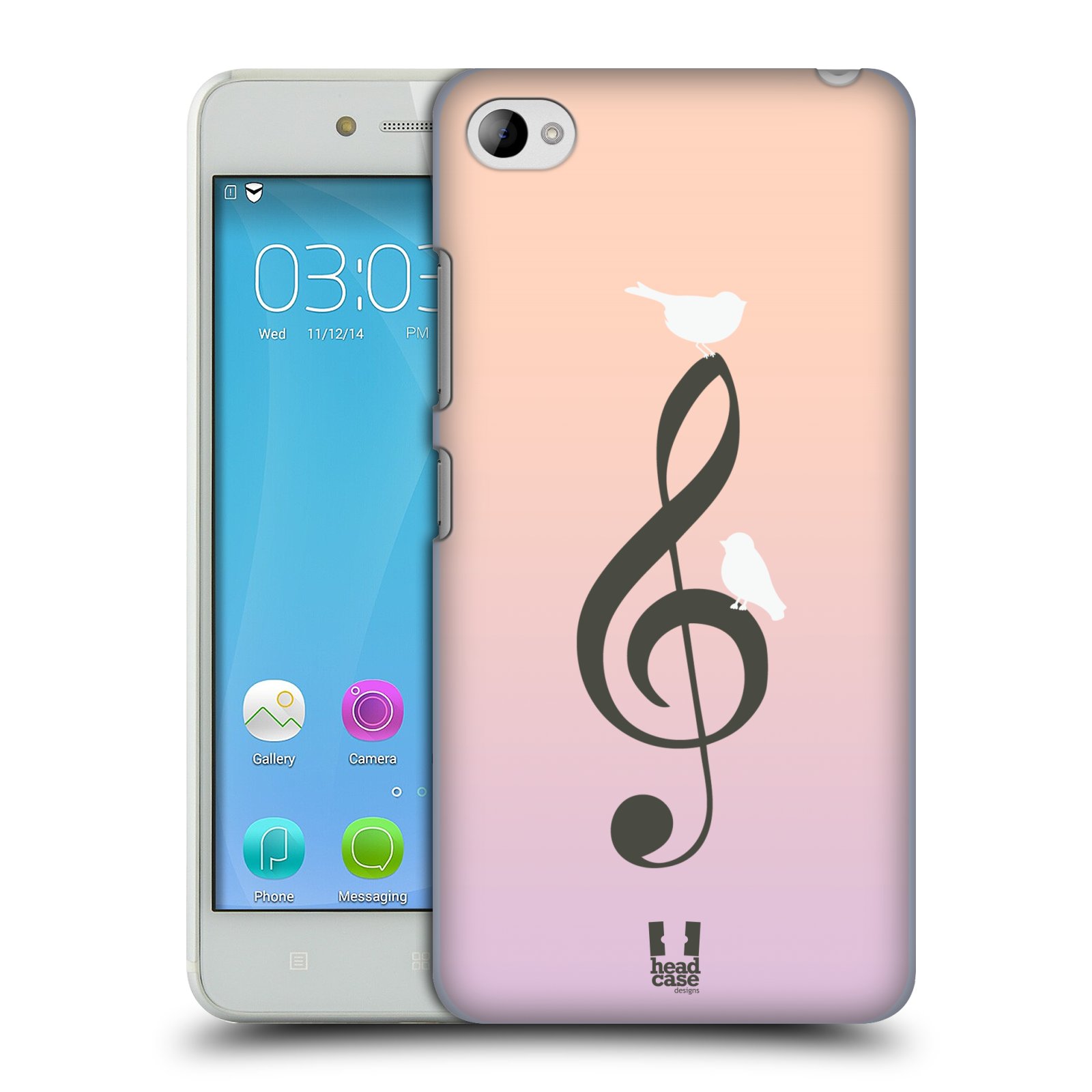 HEAD CASE pevný plastový obal na mobil LENOVO S90 vzor Ptáček zpěváček noty nota