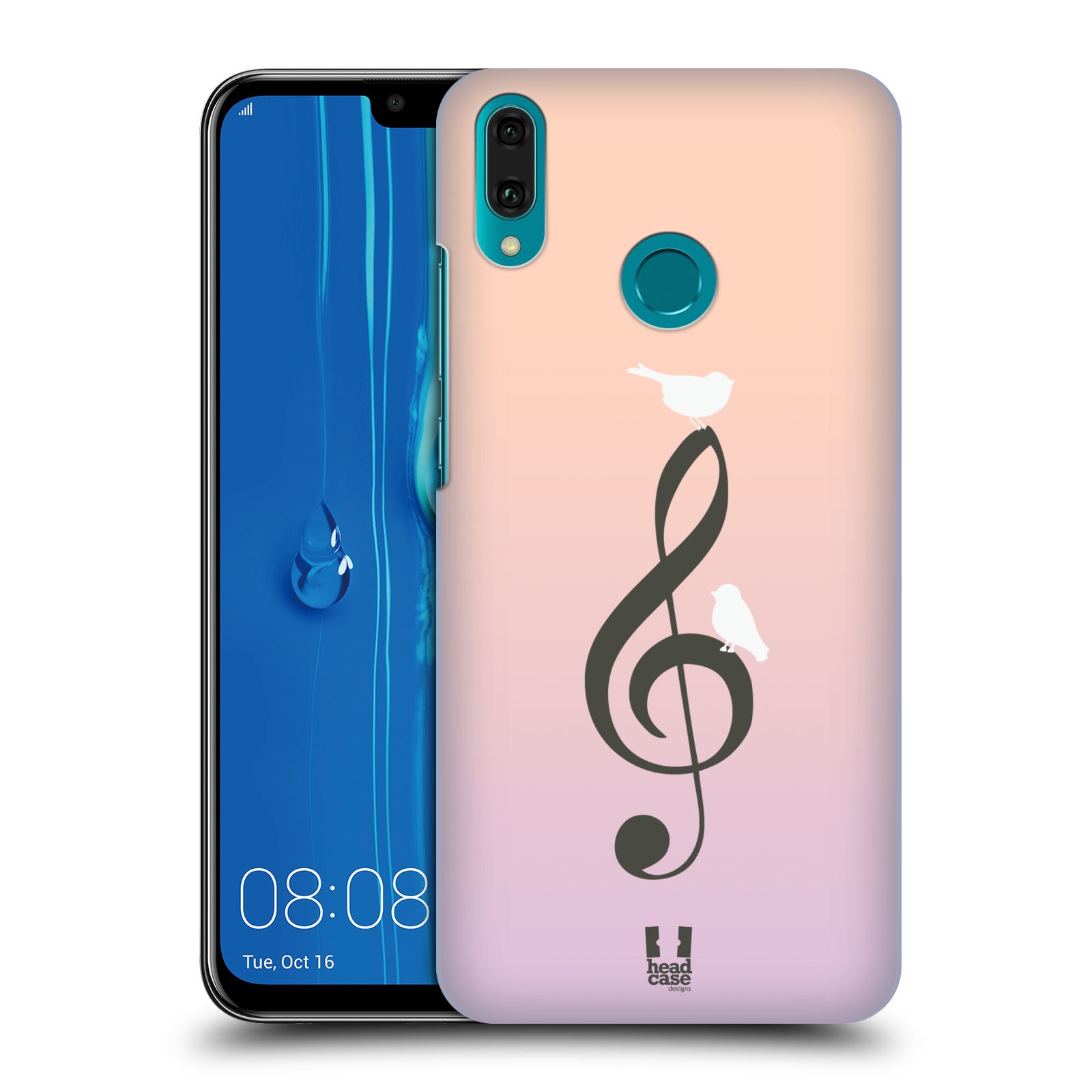 Pouzdro na mobil Huawei Y9 2019 - HEAD CASE - vzor Ptáček zpěváček noty nota