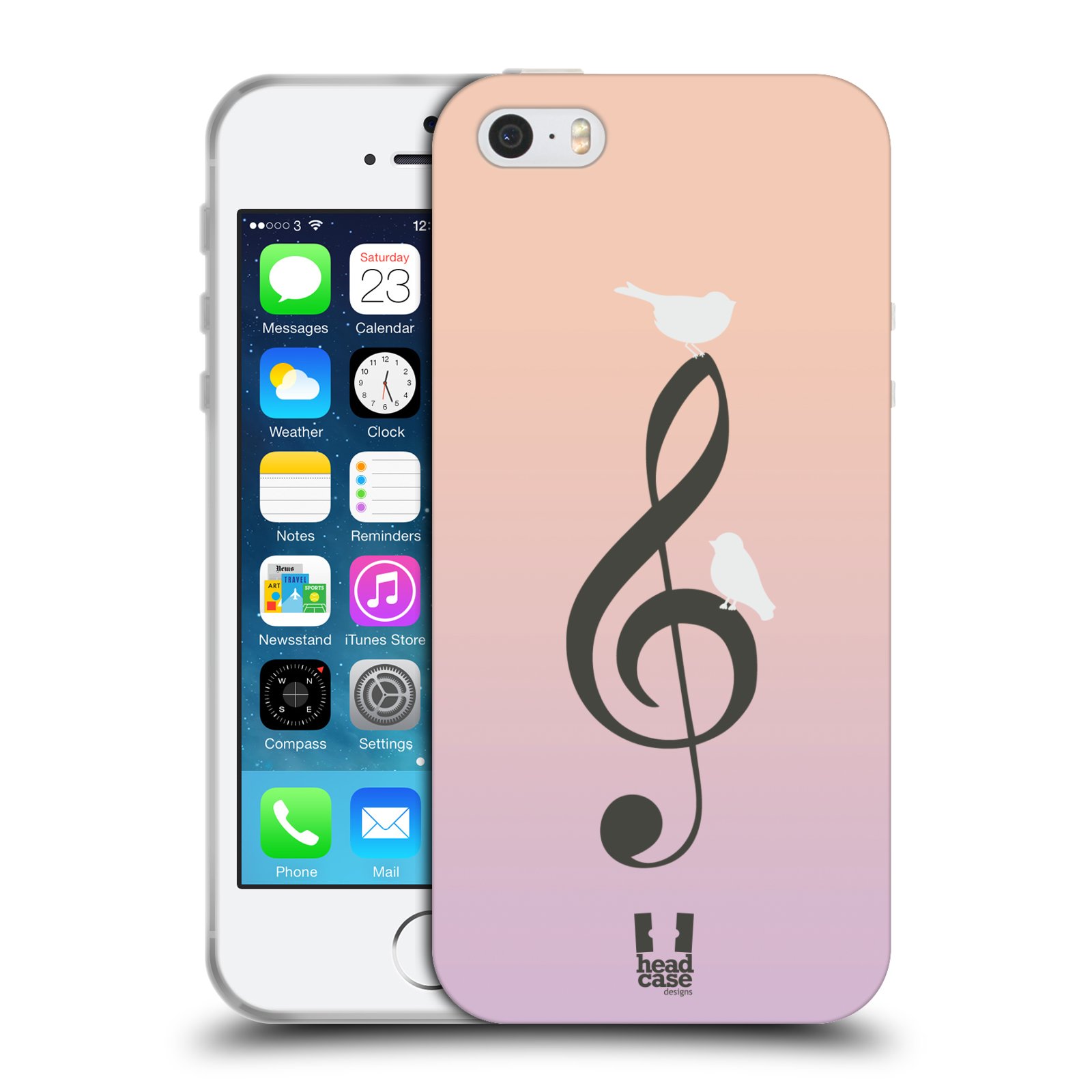 HEAD CASE silikonový obal na mobil Apple Iphone SE vzor Ptáček zpěváček noty nota