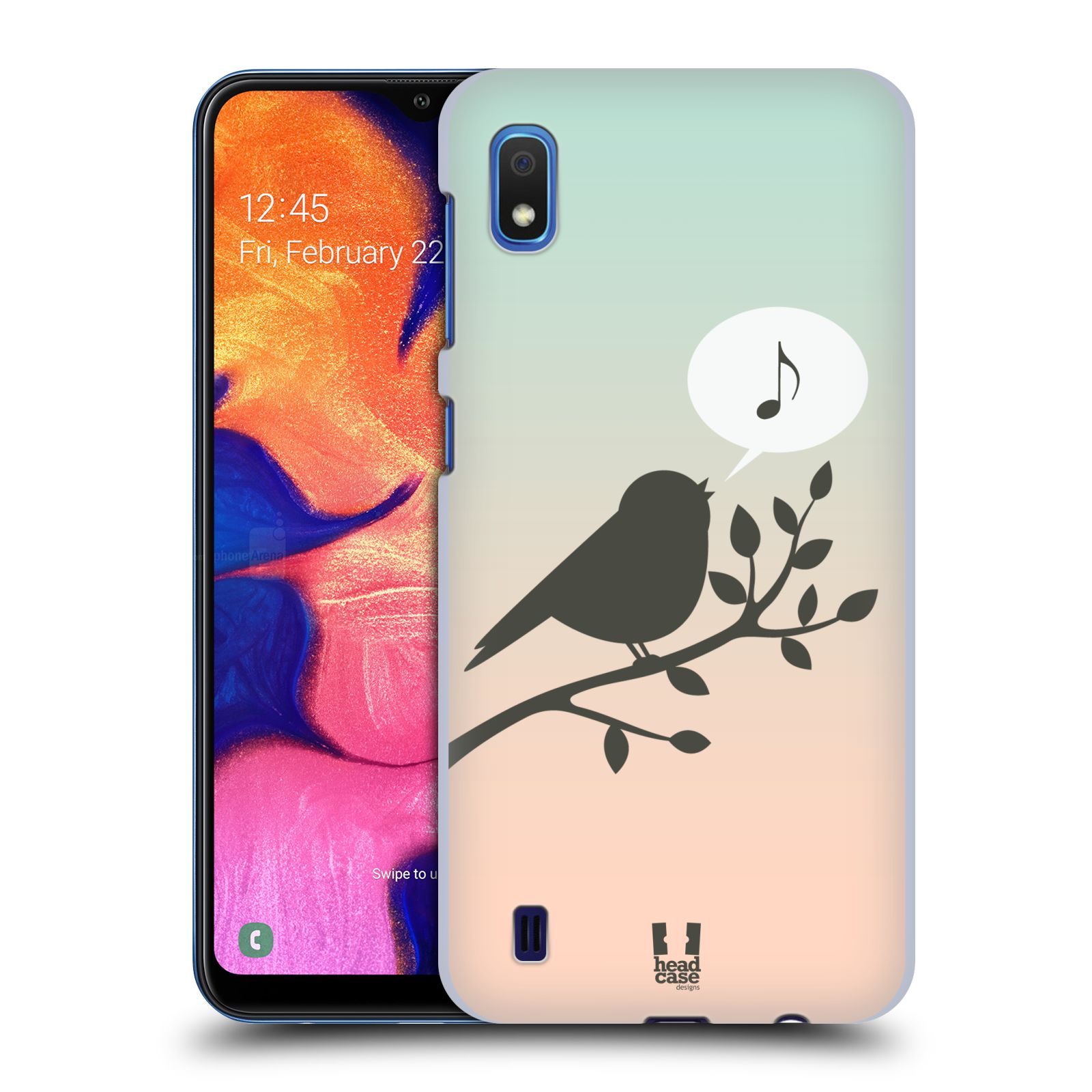 Pouzdro na mobil Samsung Galaxy A10 - HEAD CASE - vzor Ptáček zpěváček noty píseň