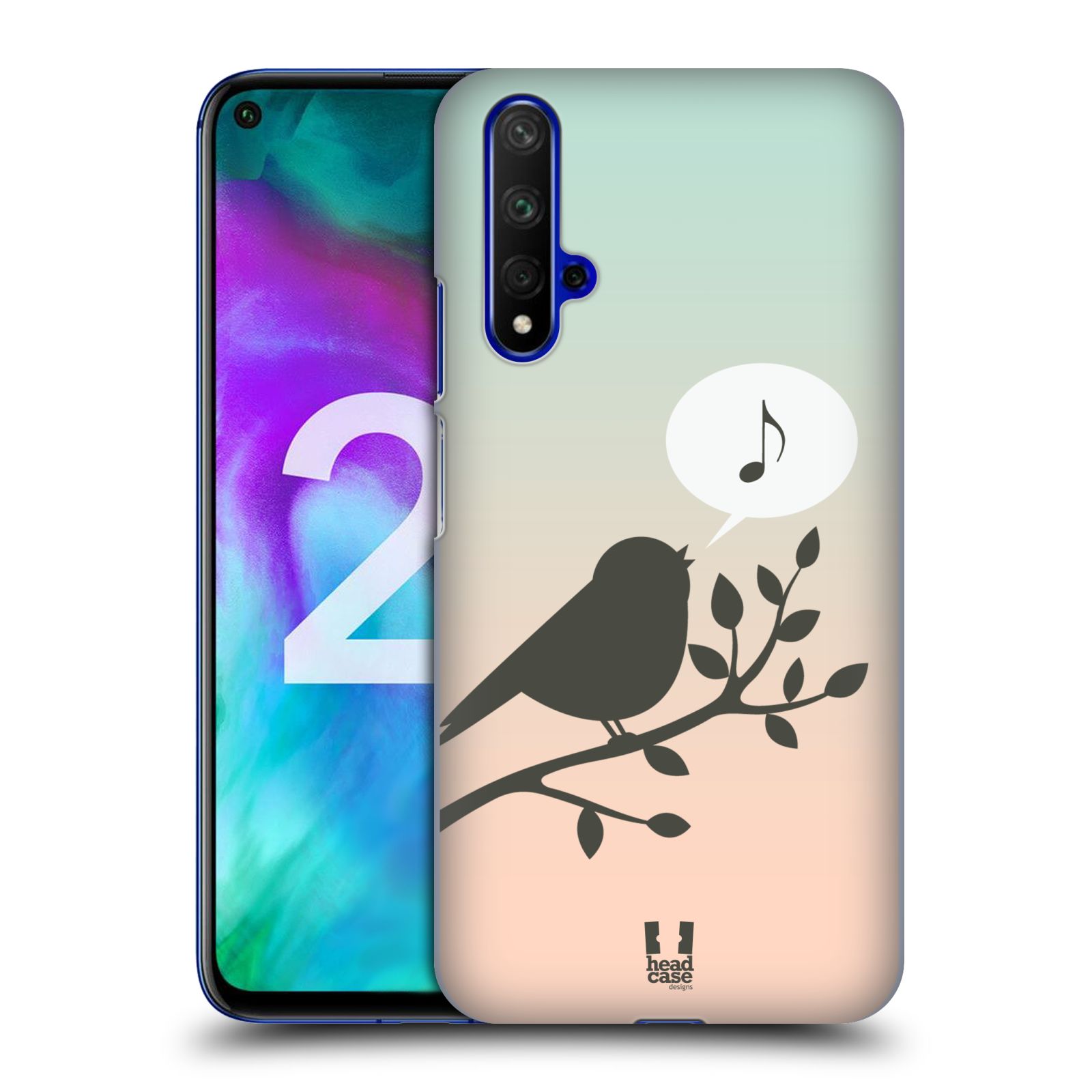 Pouzdro na mobil Honor 20 - HEAD CASE - vzor Ptáček zpěváček noty píseň