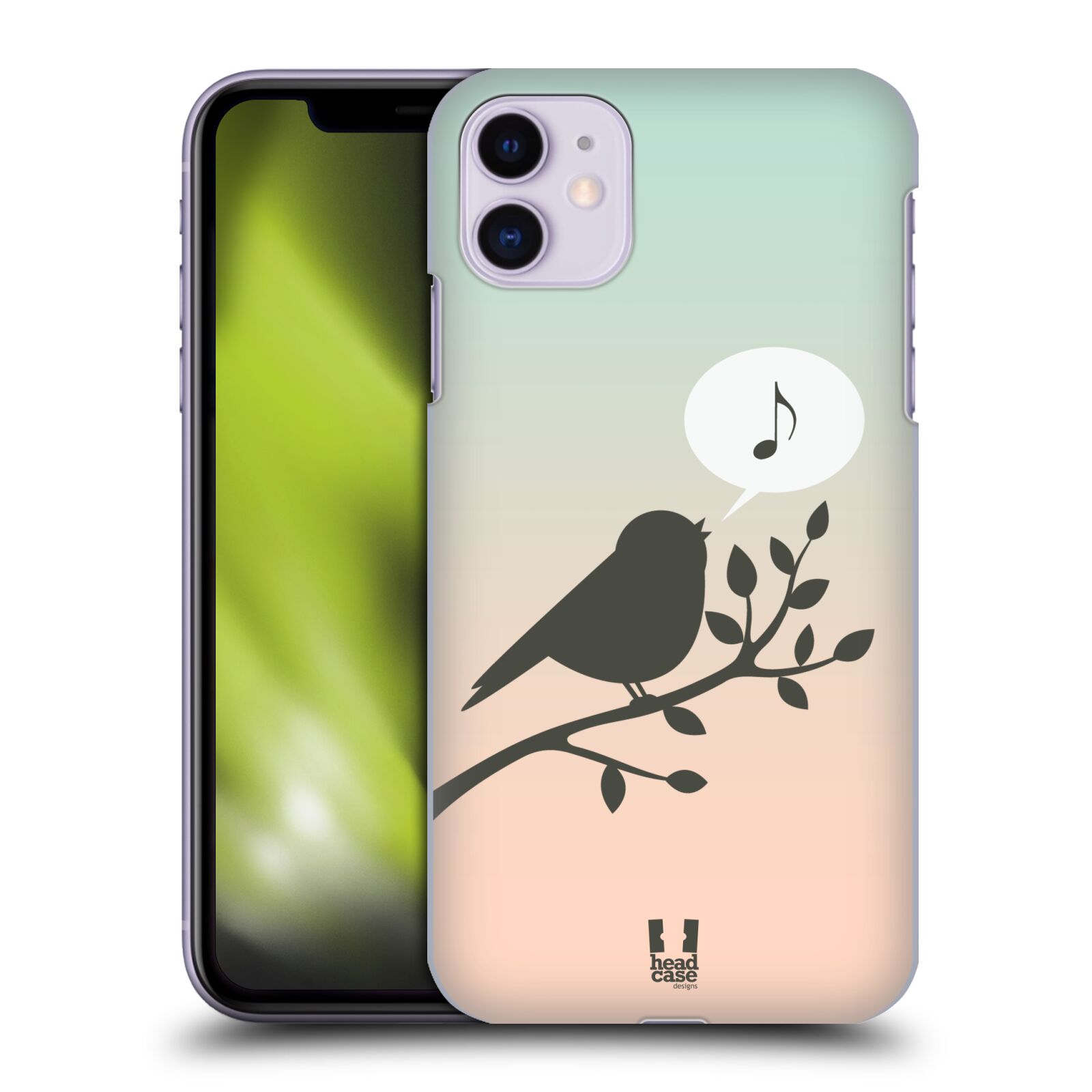 Pouzdro na mobil Apple Iphone 11 - HEAD CASE - vzor Ptáček zpěváček noty píseň