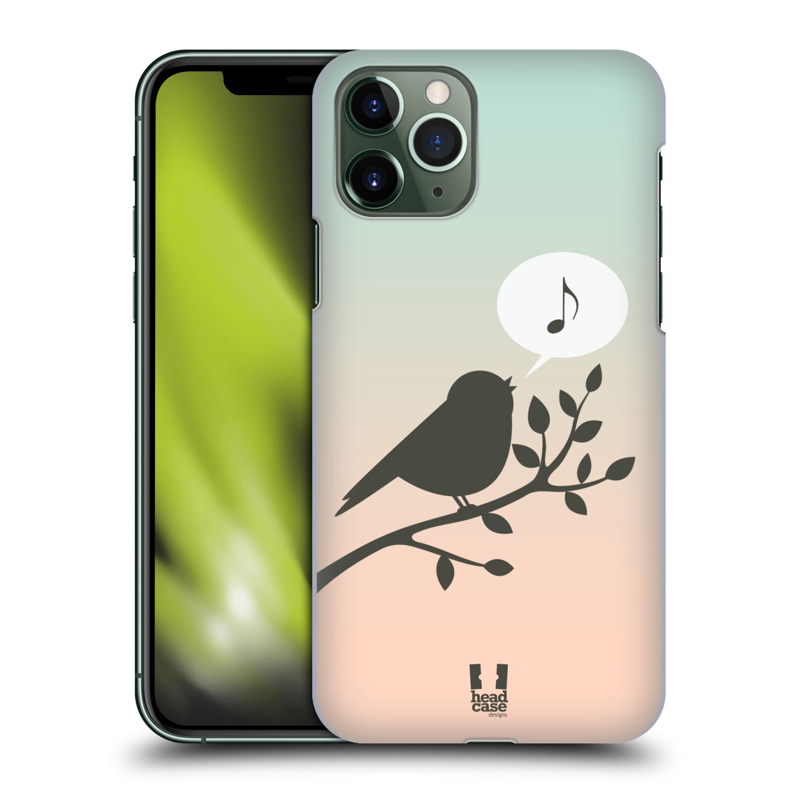 Pouzdro na mobil Apple Iphone 11 PRO - HEAD CASE - vzor Ptáček zpěváček noty píseň