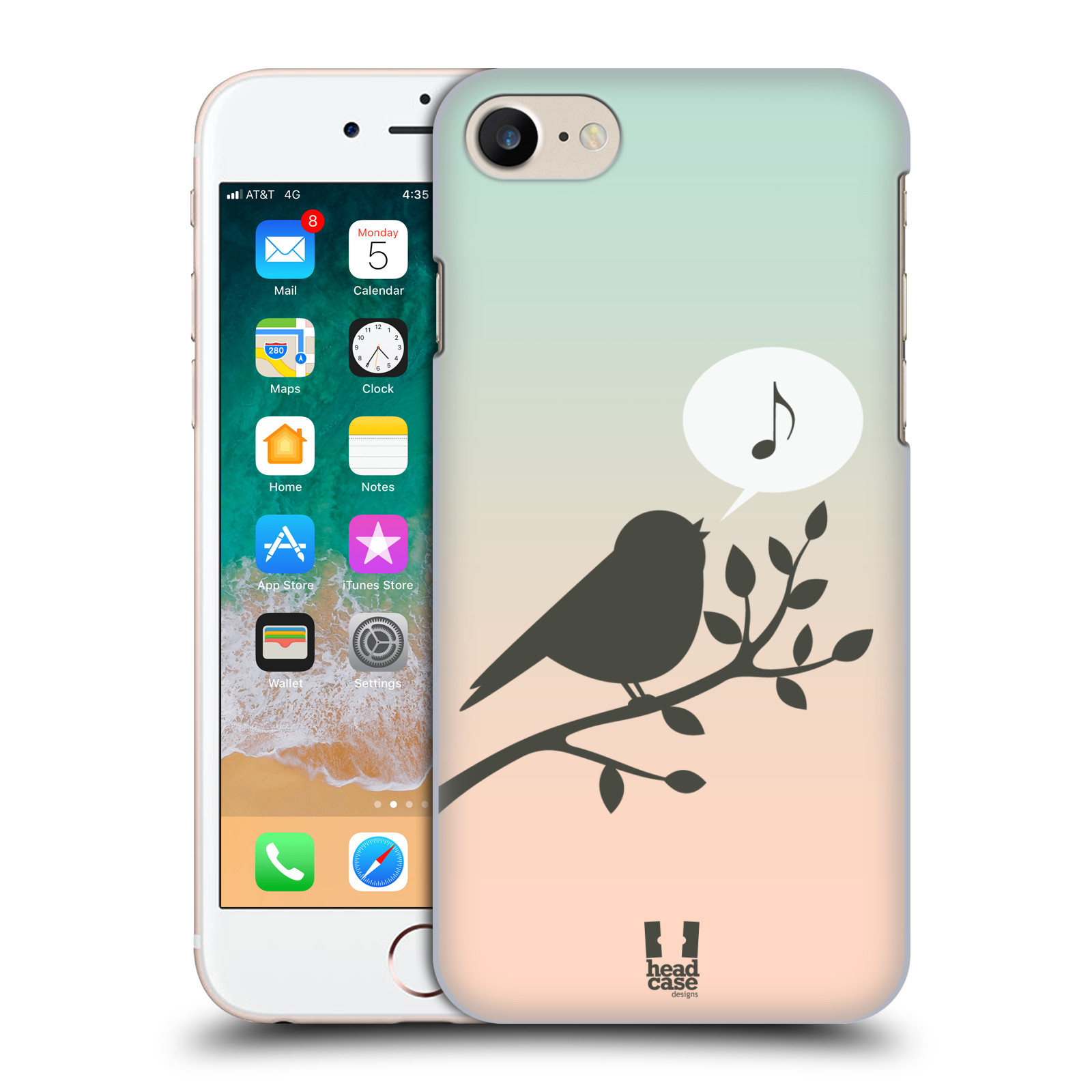 Plastové pouzdro pro mobil Apple Iphone 7/8/SE 2020 vzor Ptáček zpěváček noty píseň