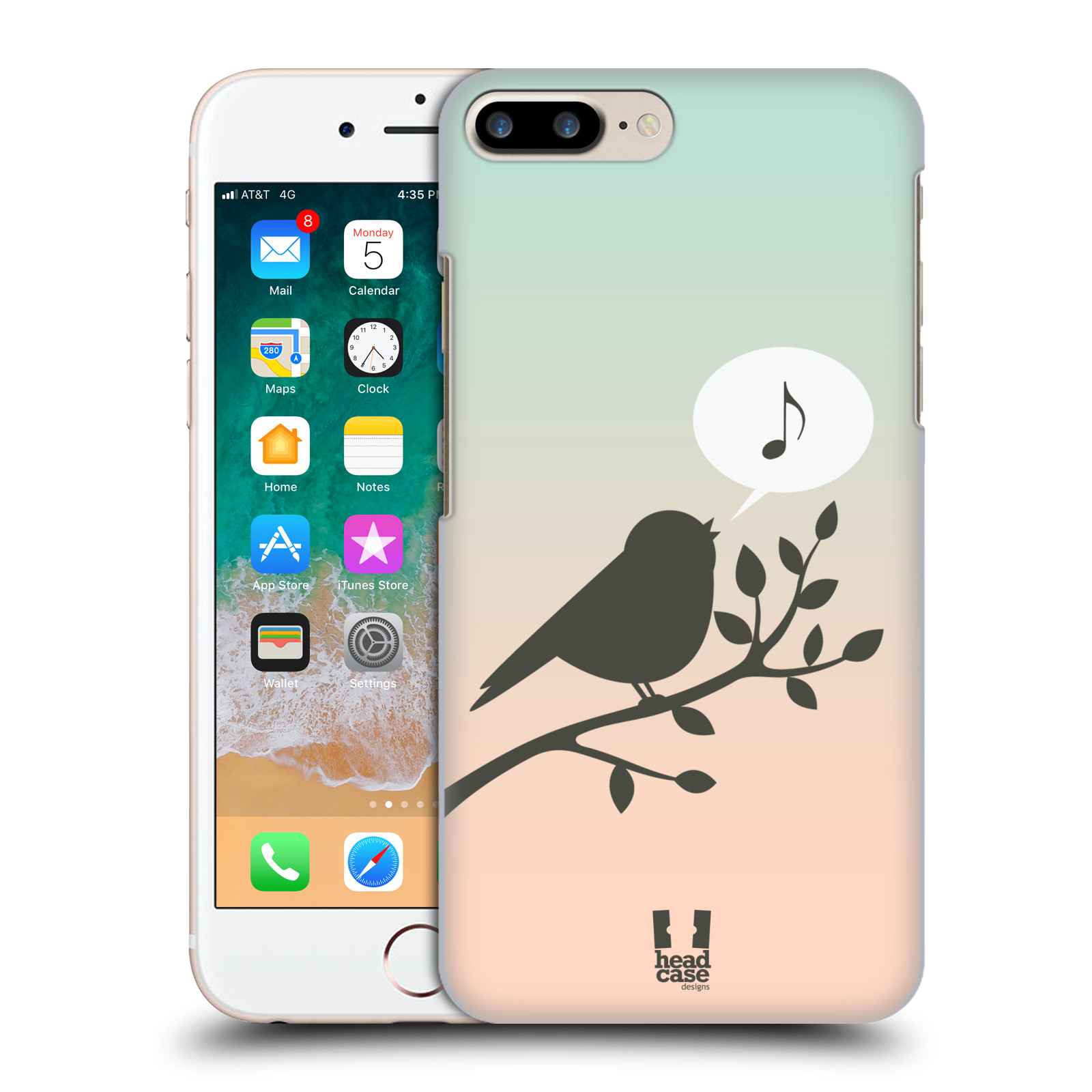 HEAD CASE plastový obal na mobil Apple Iphone 7 PLUS vzor Ptáček zpěváček noty píseň