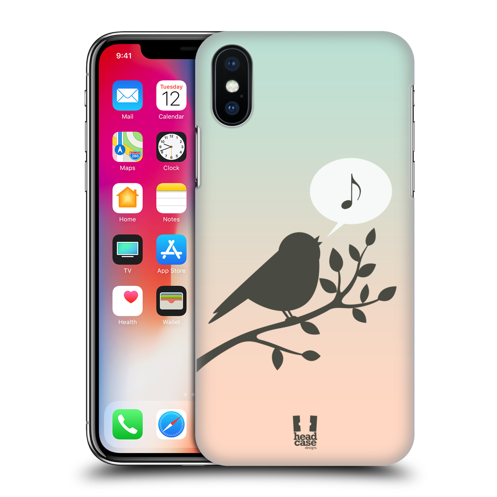 HEAD CASE plastový obal na mobil Apple Iphone X / XS vzor Ptáček zpěváček noty píseň