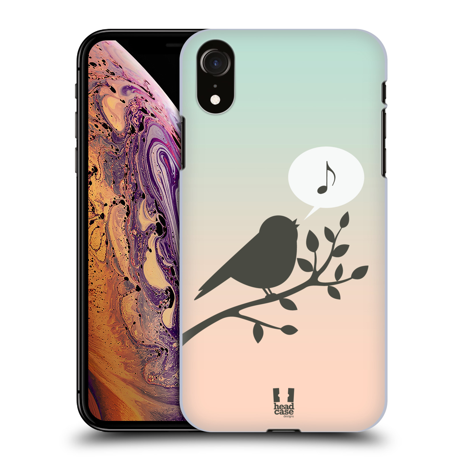 HEAD CASE plastový obal na mobil Apple Iphone XR vzor Ptáček zpěváček noty píseň