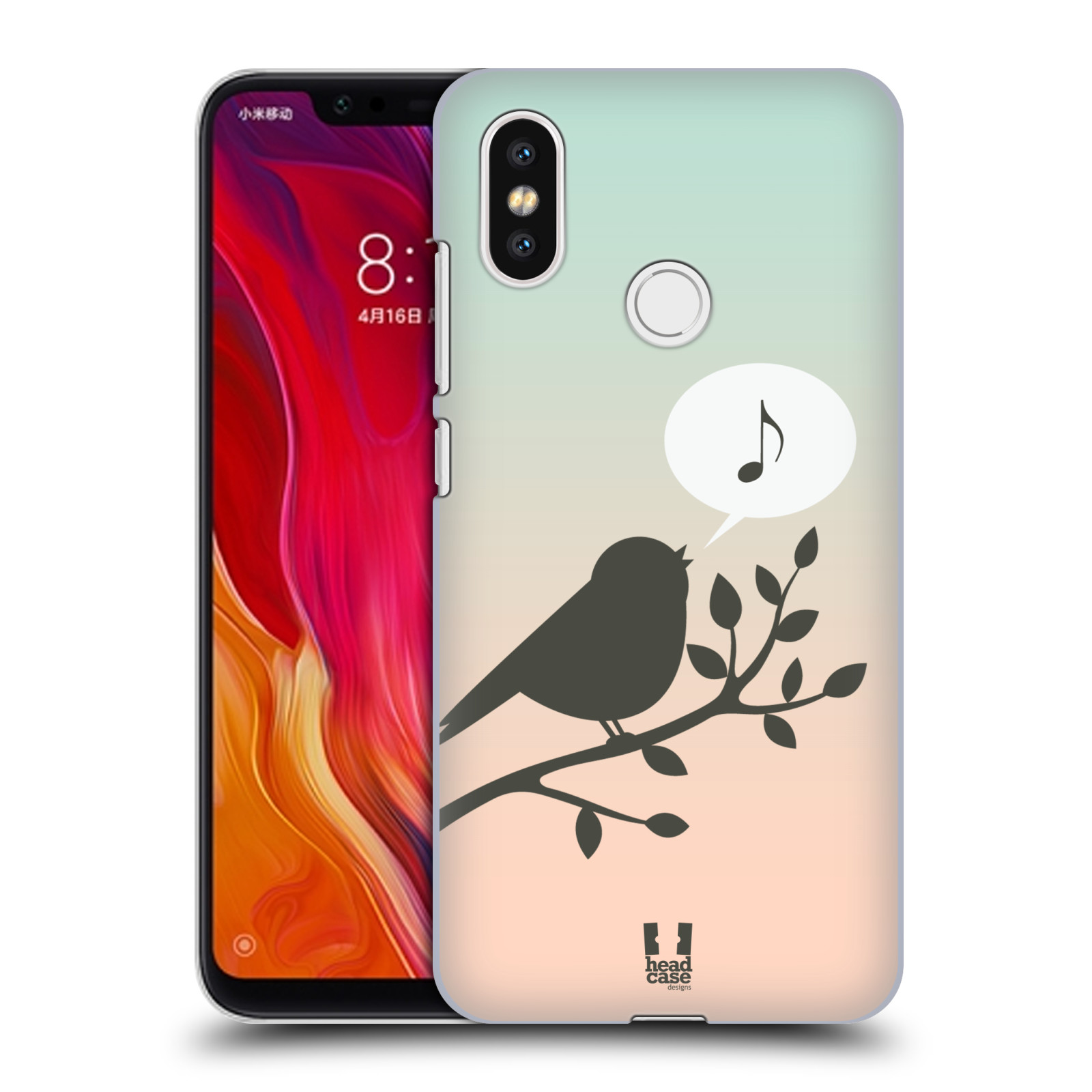 HEAD CASE plastový obal na mobil Xiaomi Mi 8 vzor Ptáček zpěváček noty píseň