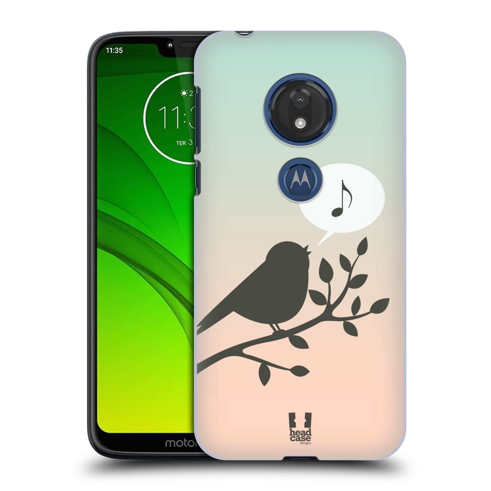Pouzdro na mobil Motorola Moto G7 Play vzor Ptáček zpěváček noty píseň