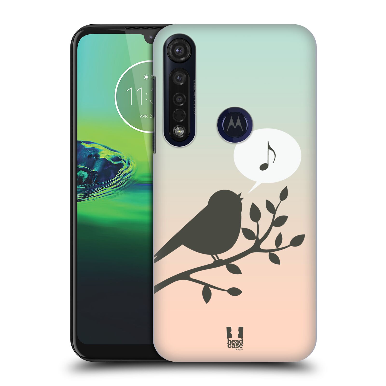 Pouzdro na mobil Motorola Moto G8 PLUS - HEAD CASE - vzor Ptáček zpěváček noty píseň