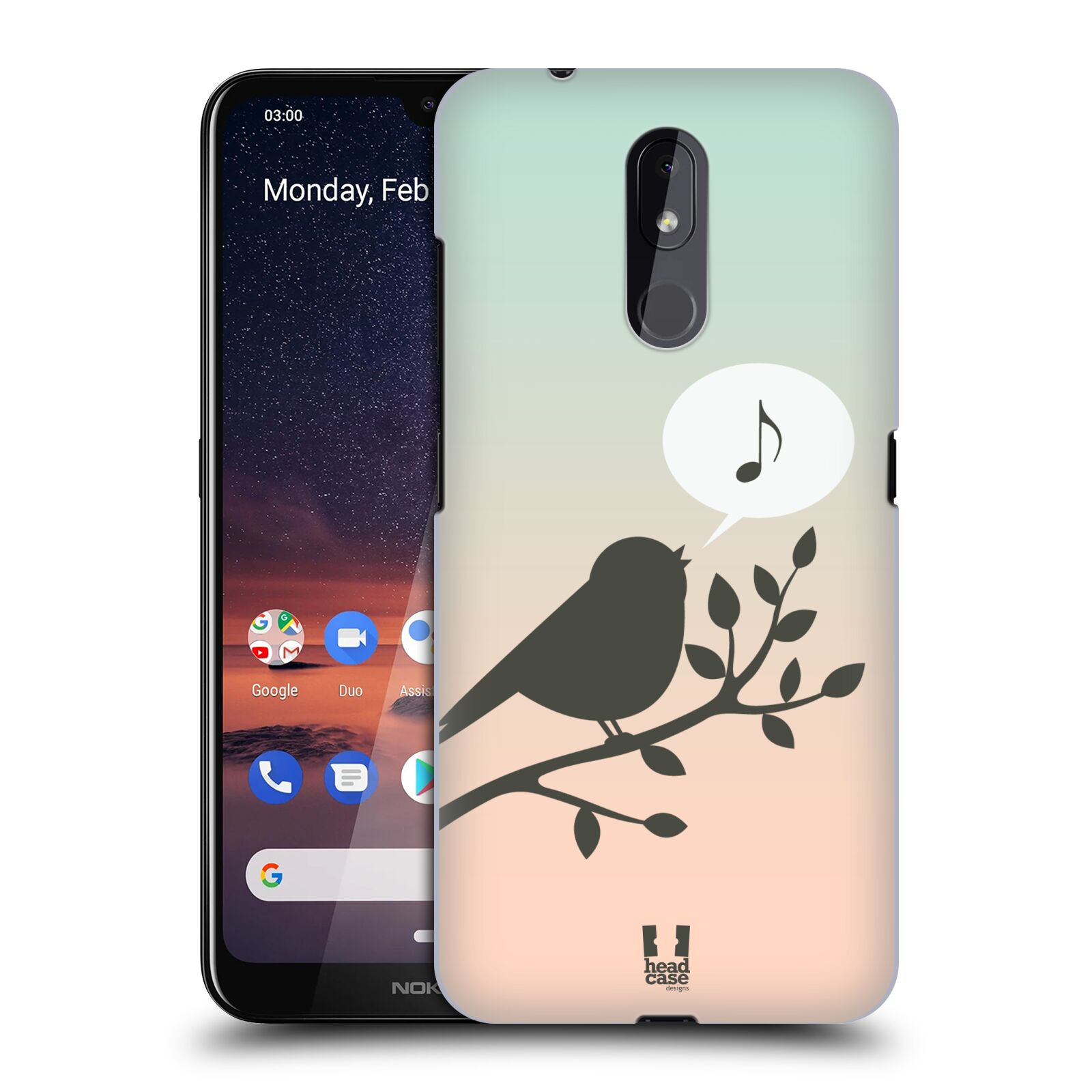 Pouzdro na mobil Nokia 3.2 - HEAD CASE - vzor Ptáček zpěváček noty píseň