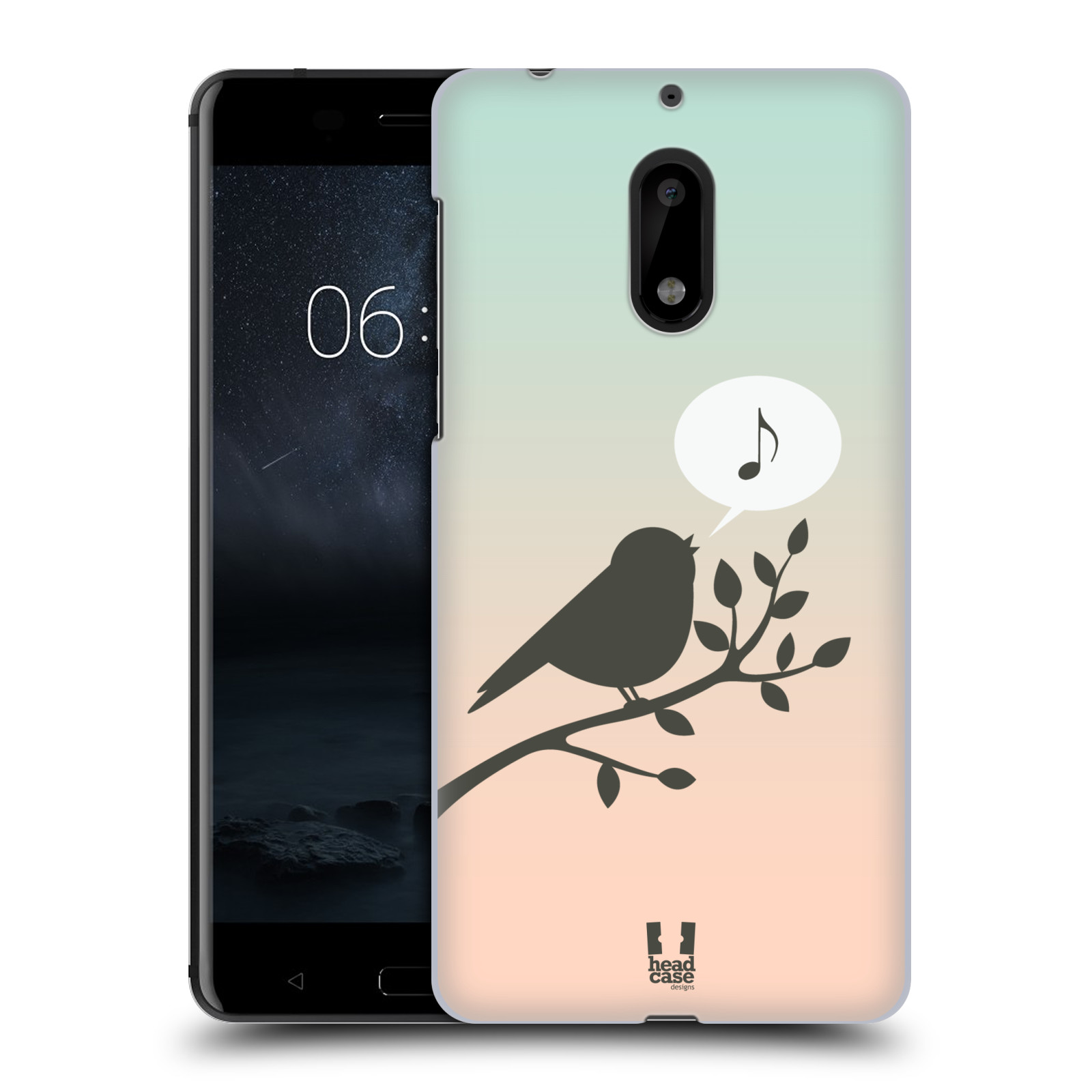 HEAD CASE plastový obal na mobil Nokia 6 vzor Ptáček zpěváček noty píseň