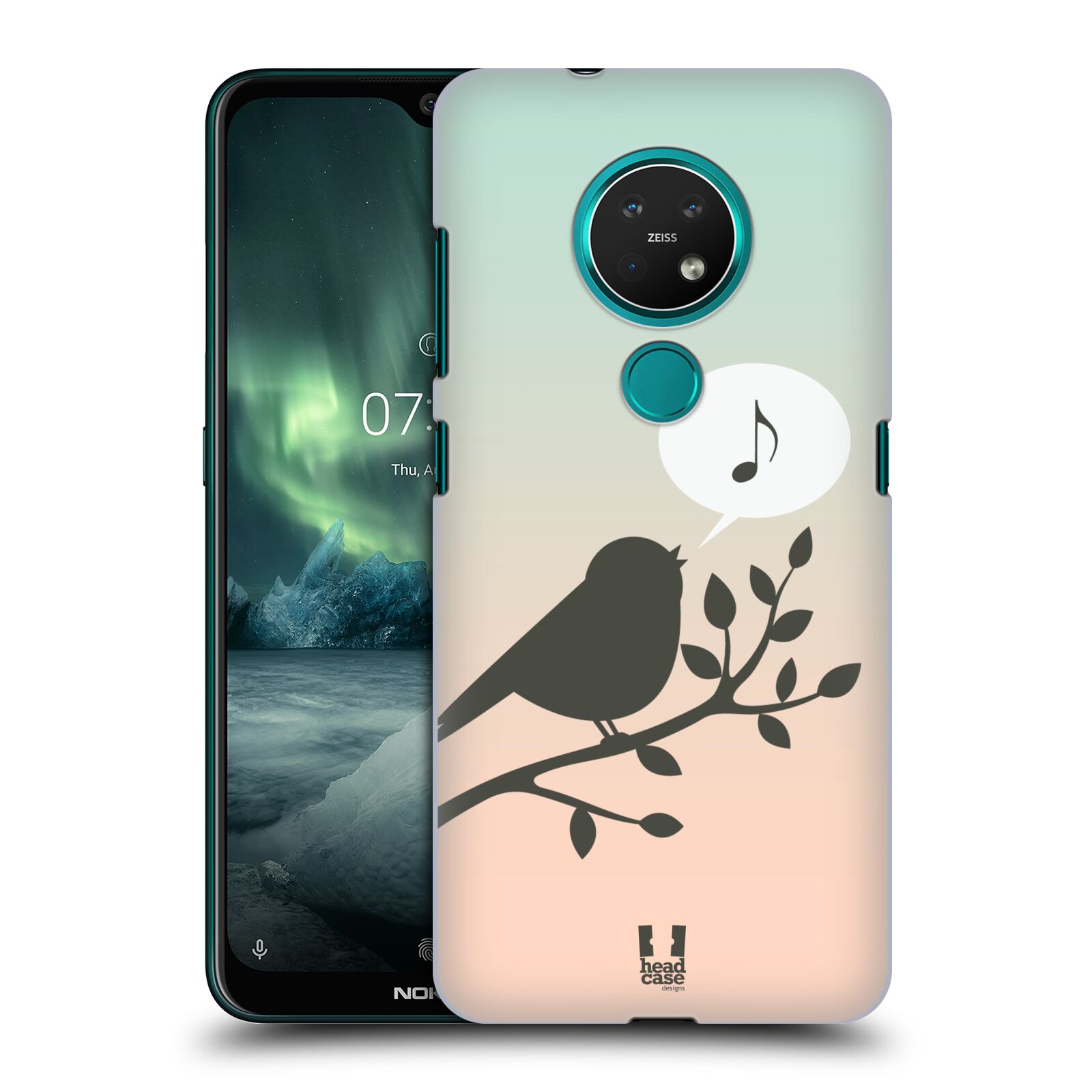 Pouzdro na mobil NOKIA 7.2 - HEAD CASE - vzor Ptáček zpěváček noty píseň