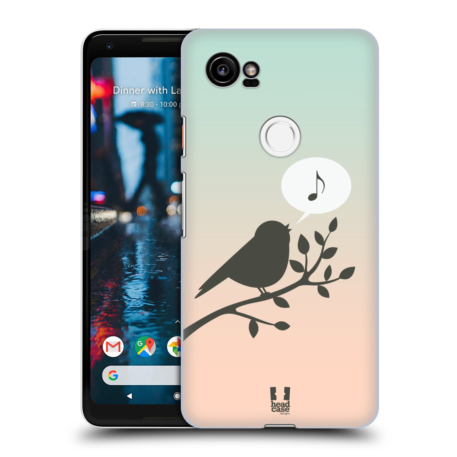 HEAD CASE plastový obal na mobil Google Pixel 2 XL vzor Ptáček zpěváček noty píseň