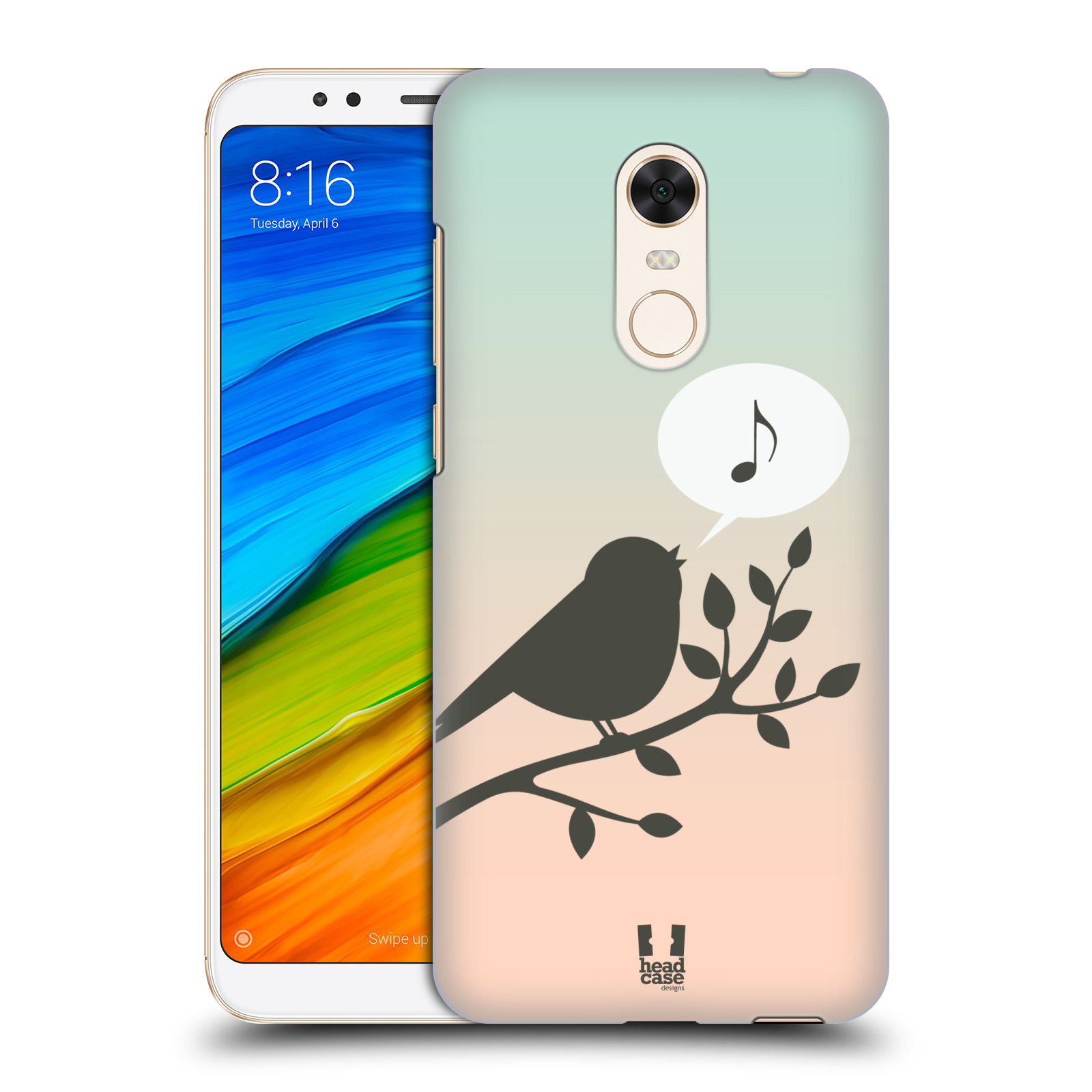 HEAD CASE plastový obal na mobil Xiaomi Redmi 5 PLUS vzor Ptáček zpěváček noty píseň