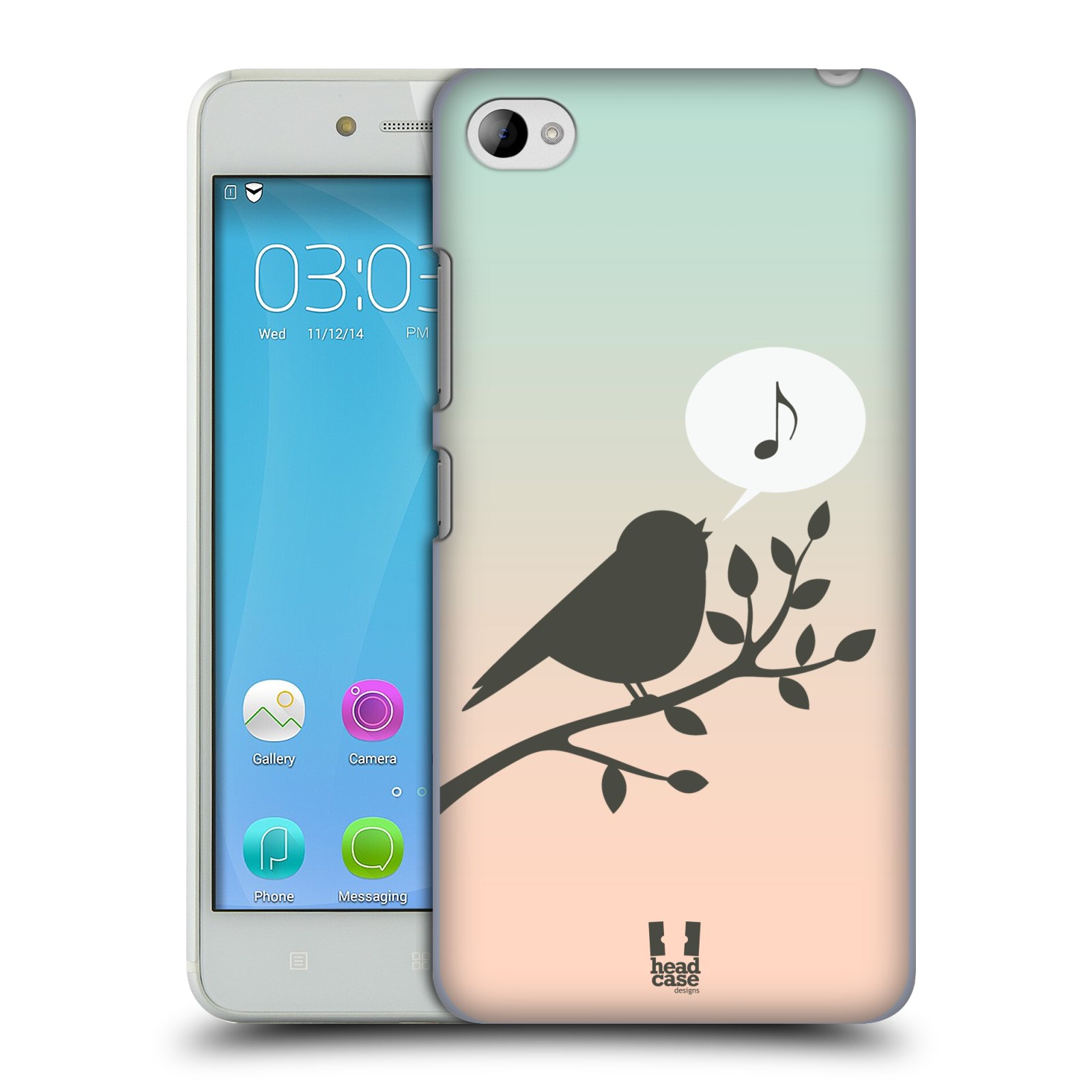HEAD CASE pevný plastový obal na mobil LENOVO S90 vzor Ptáček zpěváček noty píseň