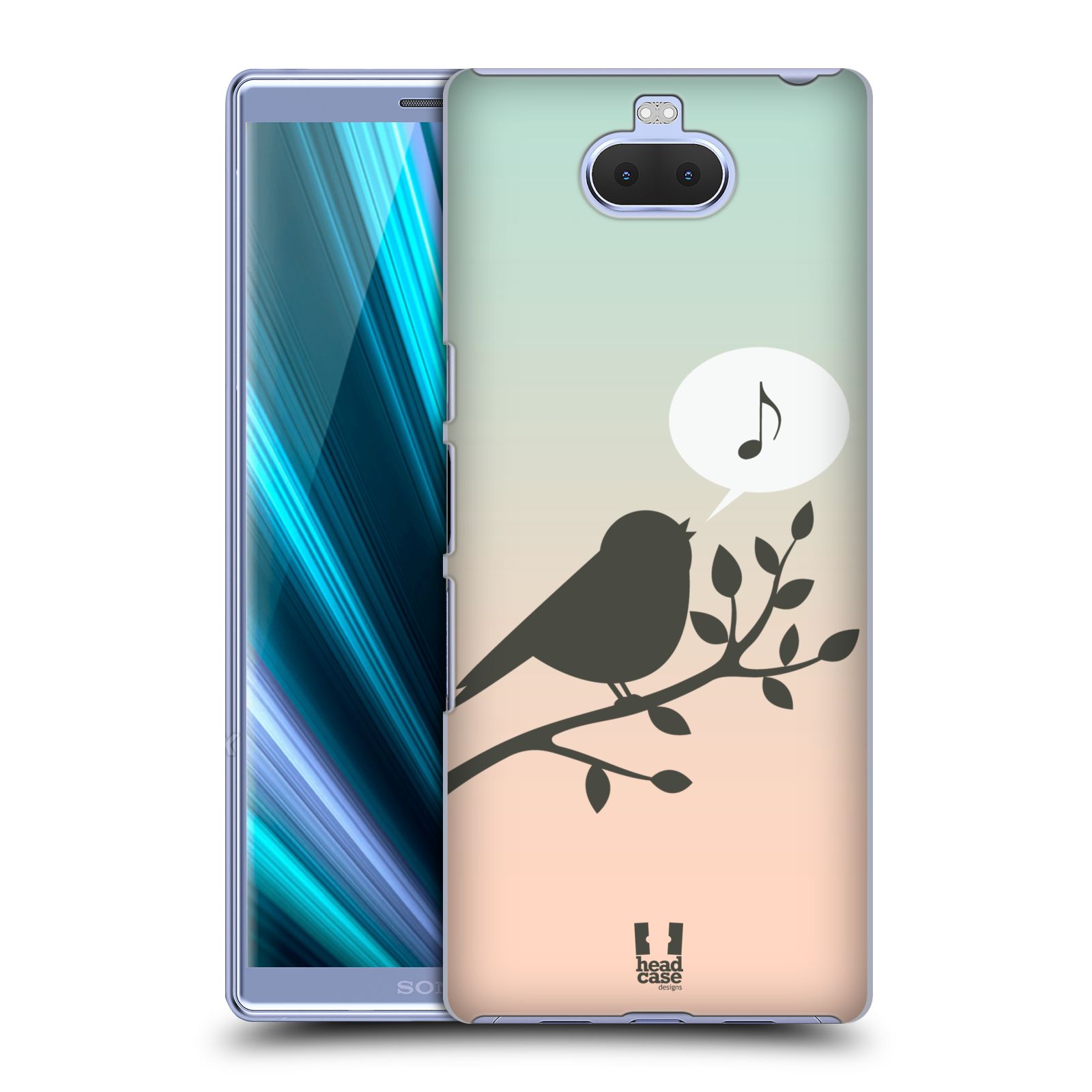 Pouzdro na mobil Sony Xperia 10 - Head Case - vzor Ptáček zpěváček noty píseň