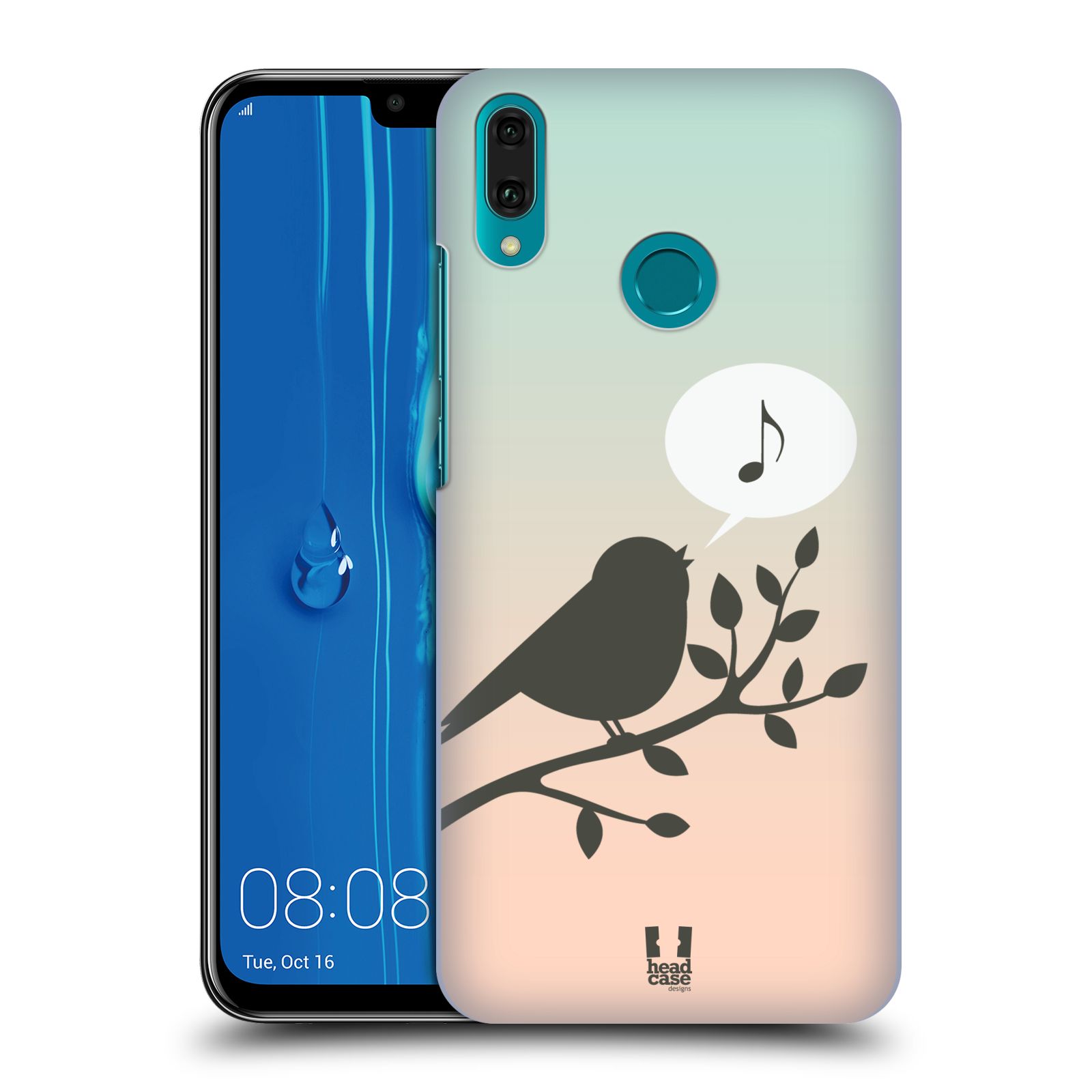 Pouzdro na mobil Huawei Y9 2019 - HEAD CASE - vzor Ptáček zpěváček noty píseň