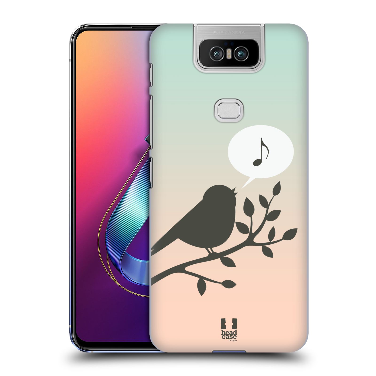 Pouzdro na mobil Asus Zenfone 6 ZS630KL - HEAD CASE - vzor Ptáček zpěváček noty píseň